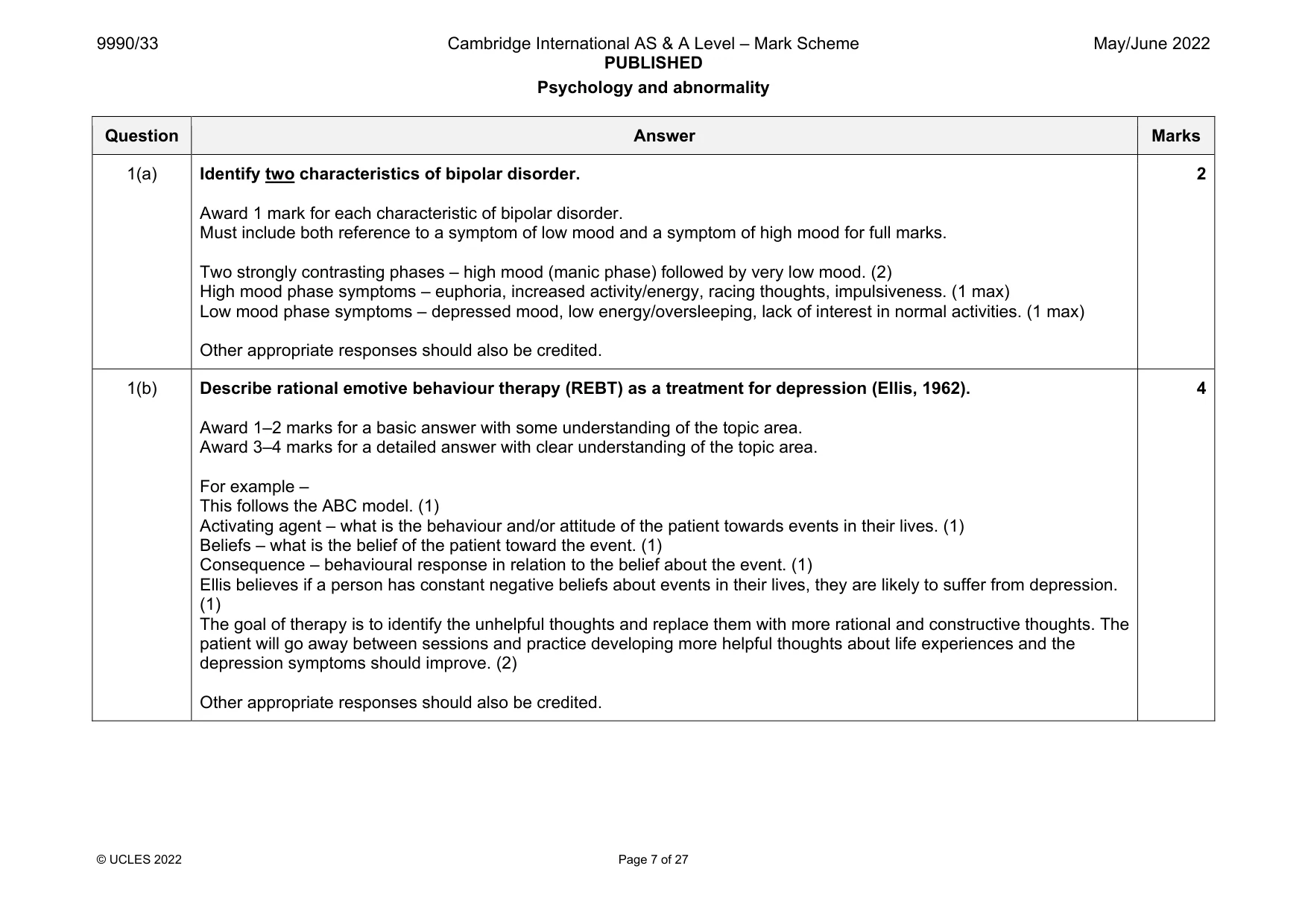 Mark scheme, page 7 of 27