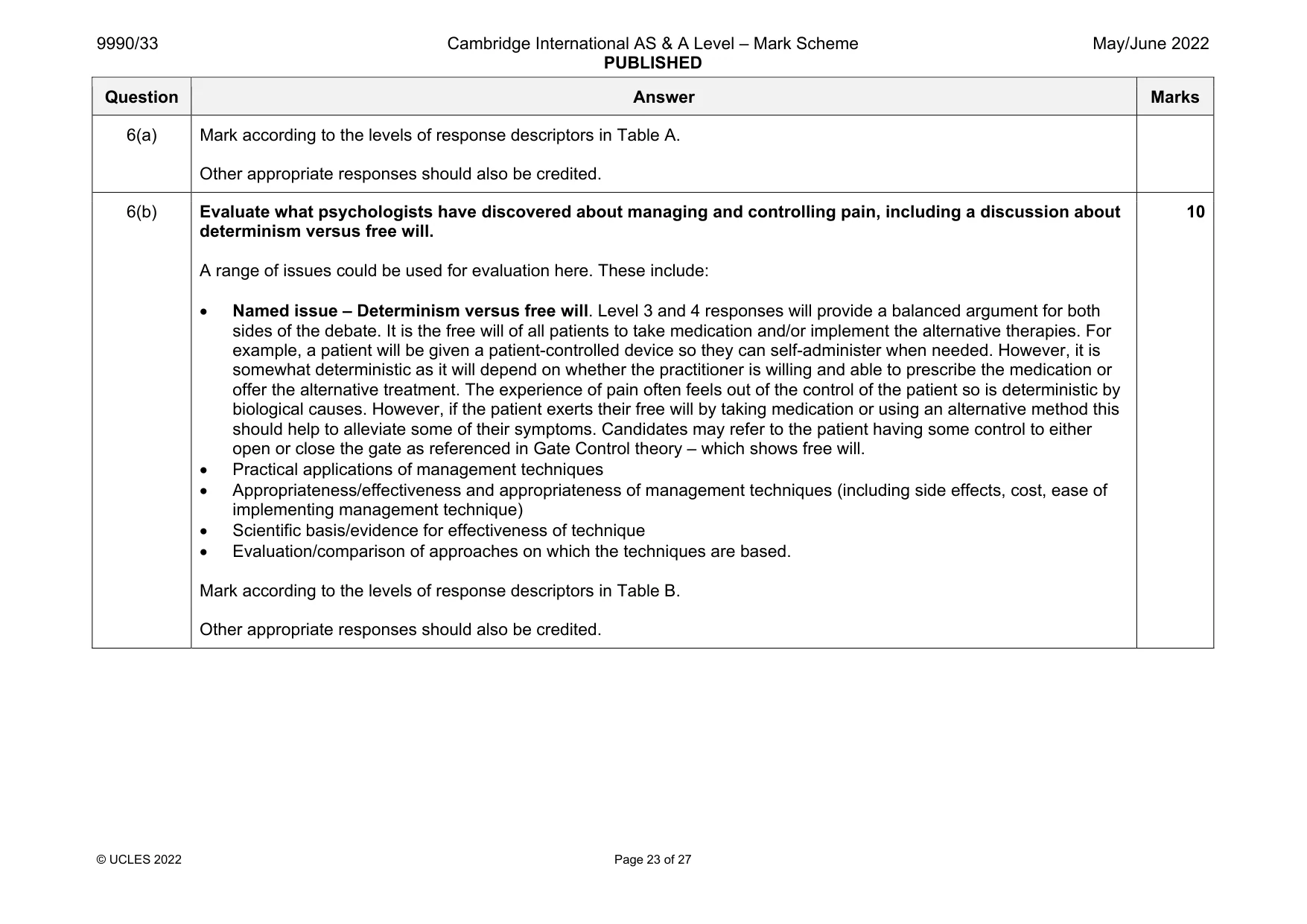 Mark scheme, page 23 of 27