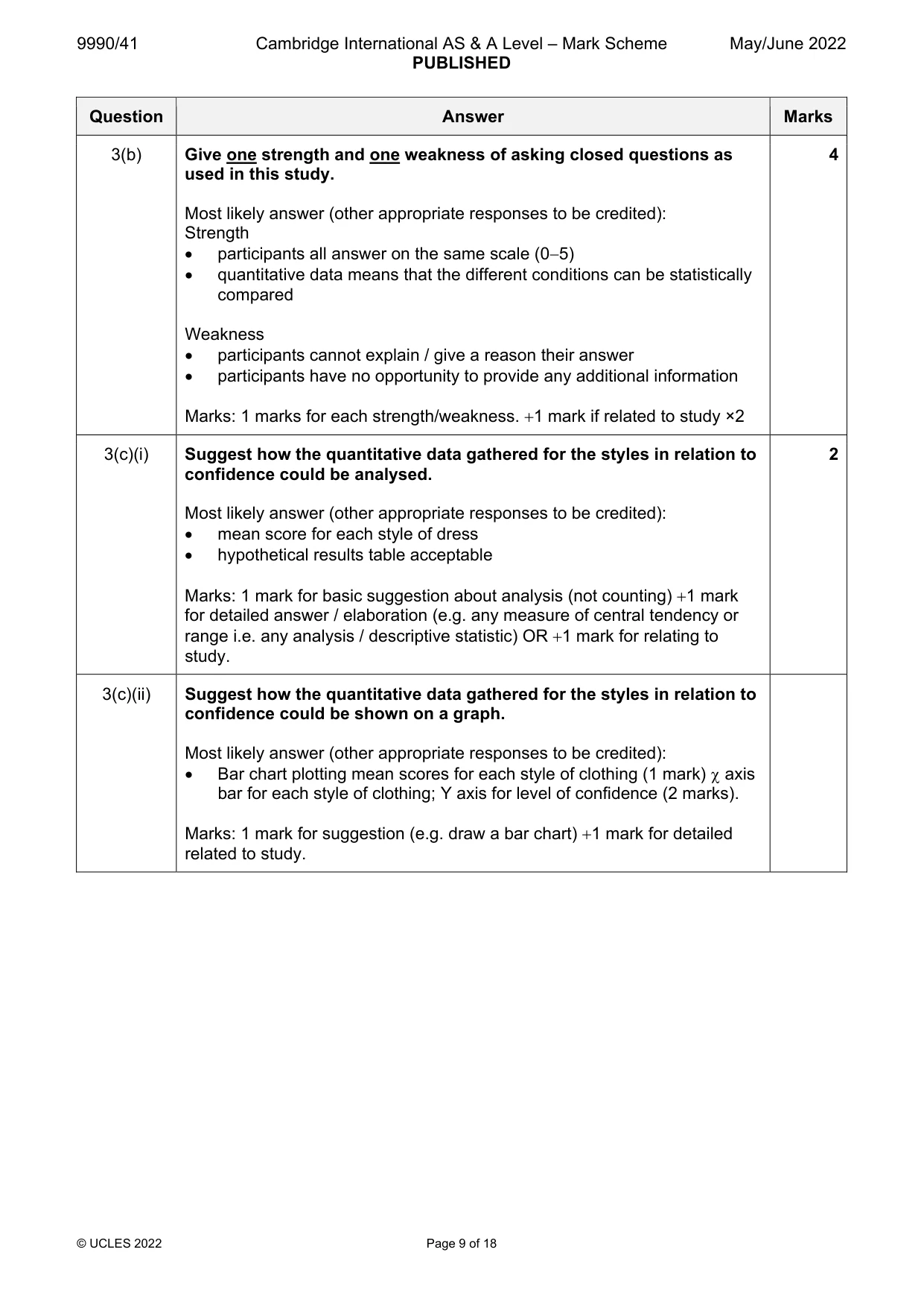 Mark scheme, page 9 of 18