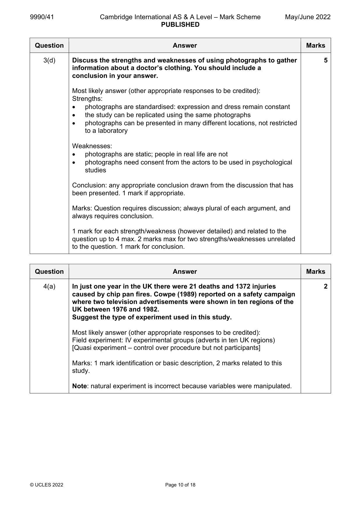 Mark scheme, page 10 of 18