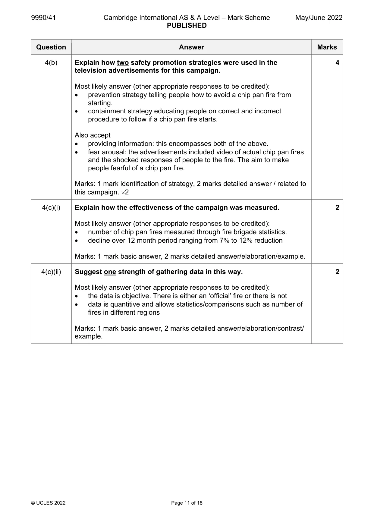 Mark scheme, page 11 of 18