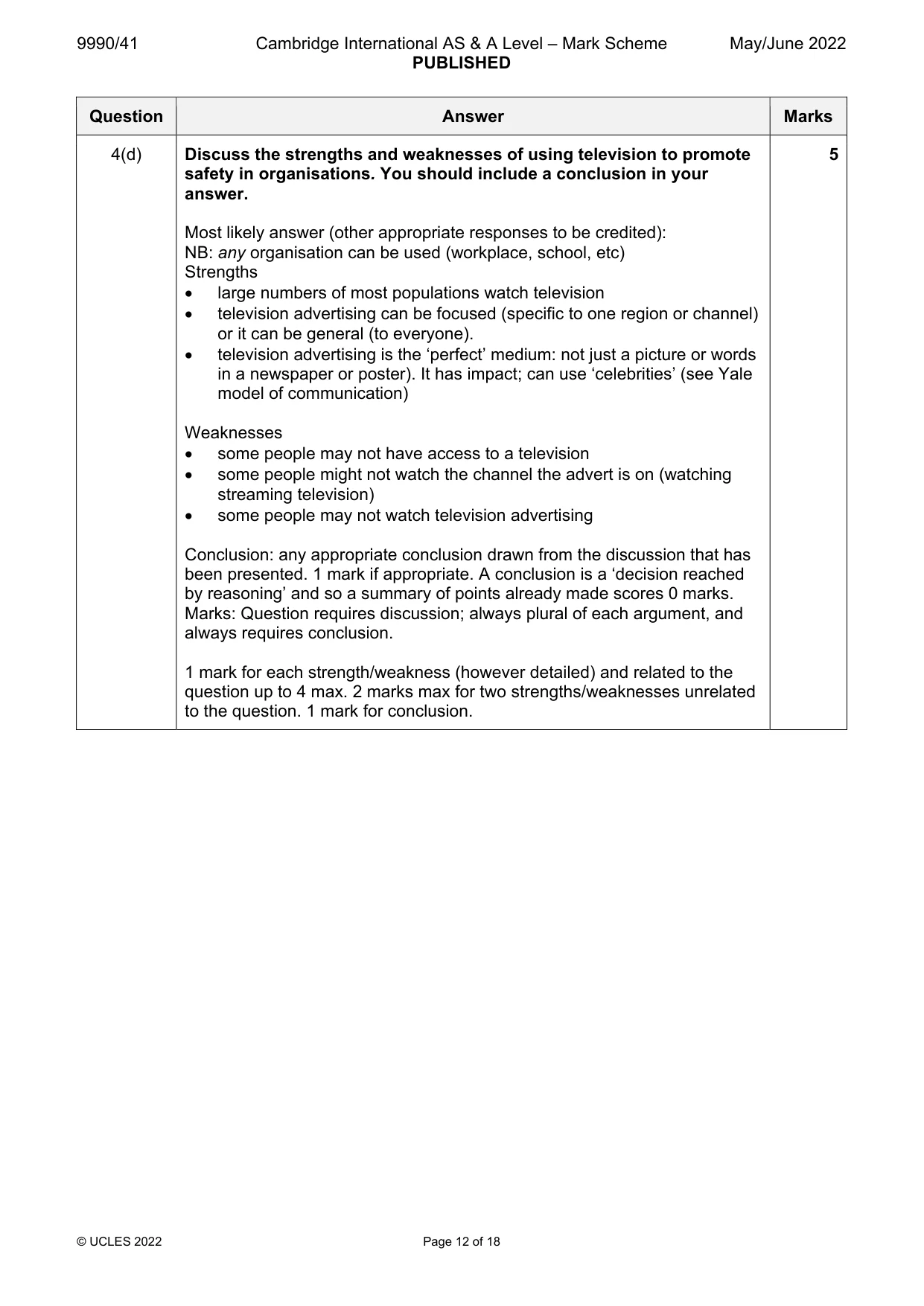 Mark scheme, page 12 of 18