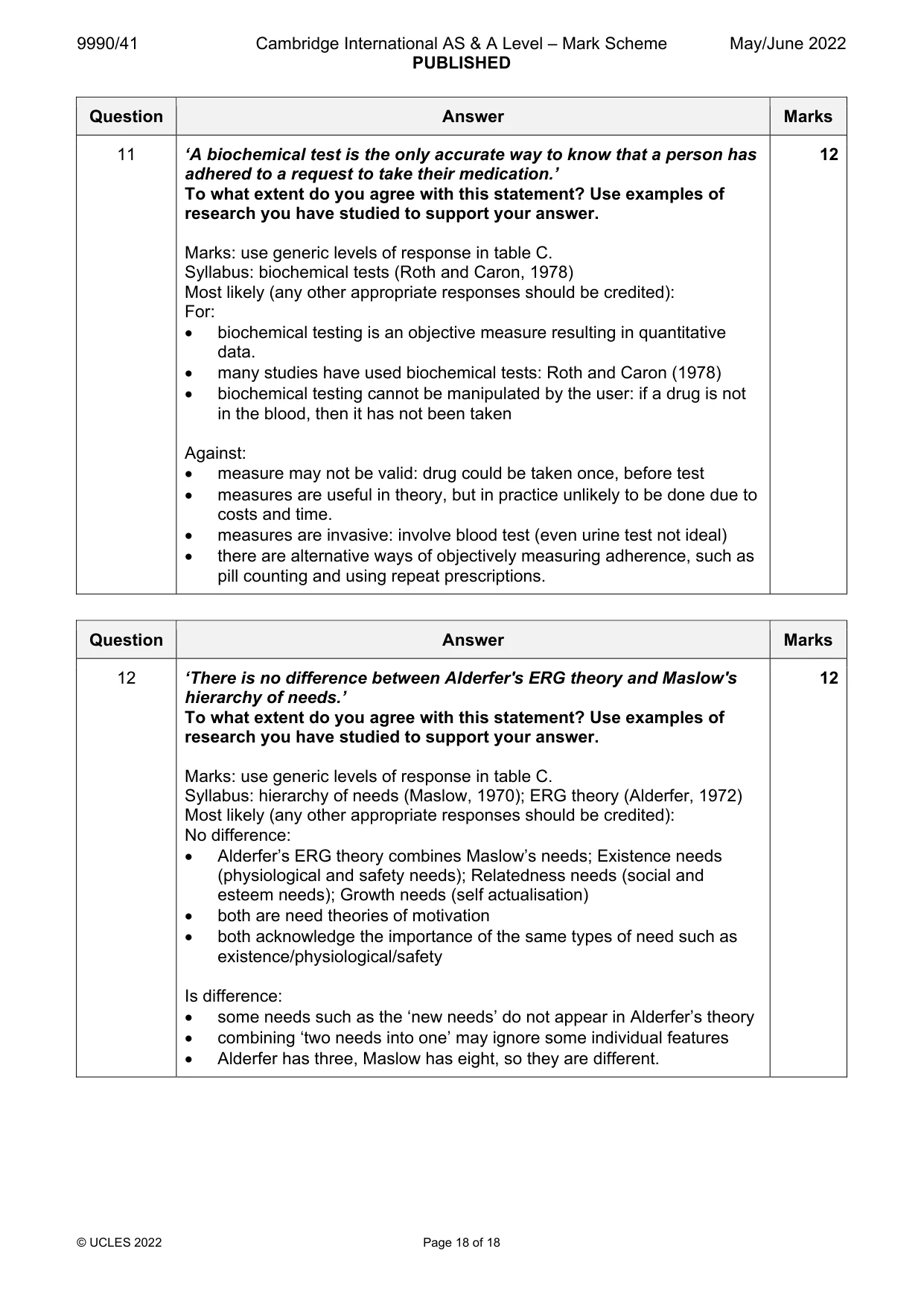 Mark scheme, page 18 of 18