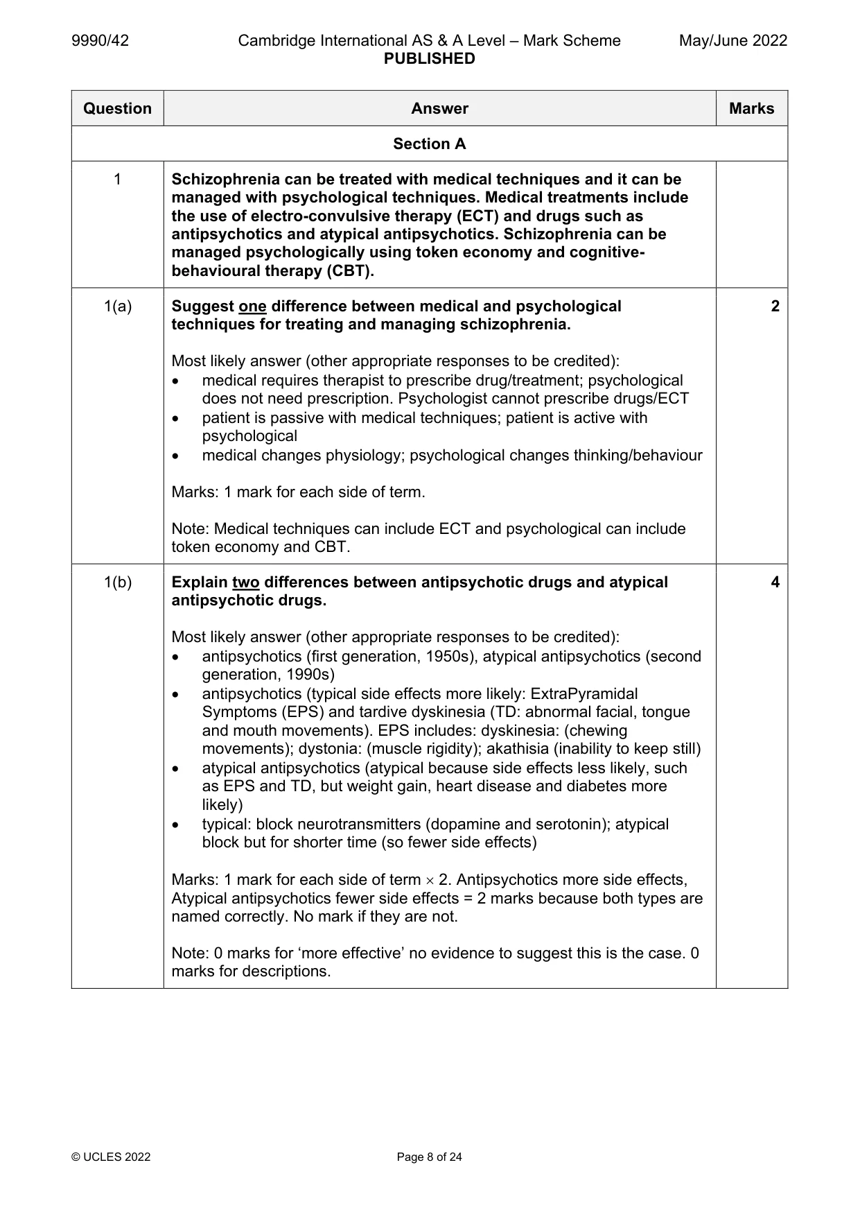 Mark scheme, page 8 of 24
