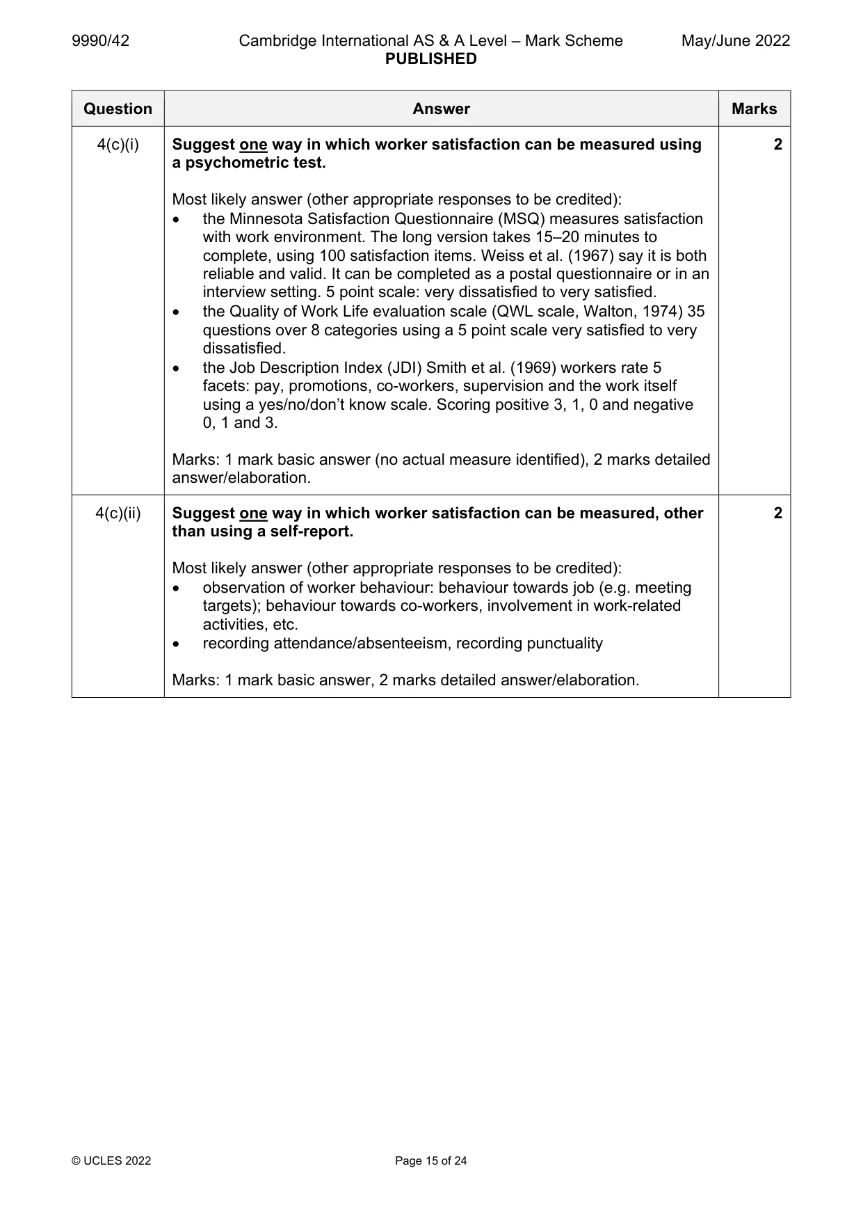 Mark scheme, page 15 of 24