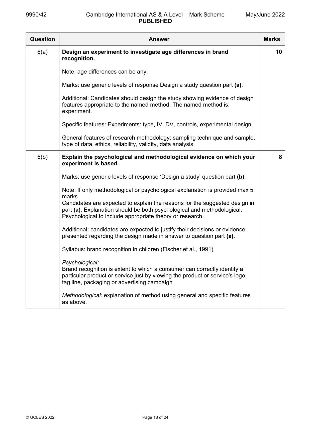 Mark scheme, page 18 of 24
