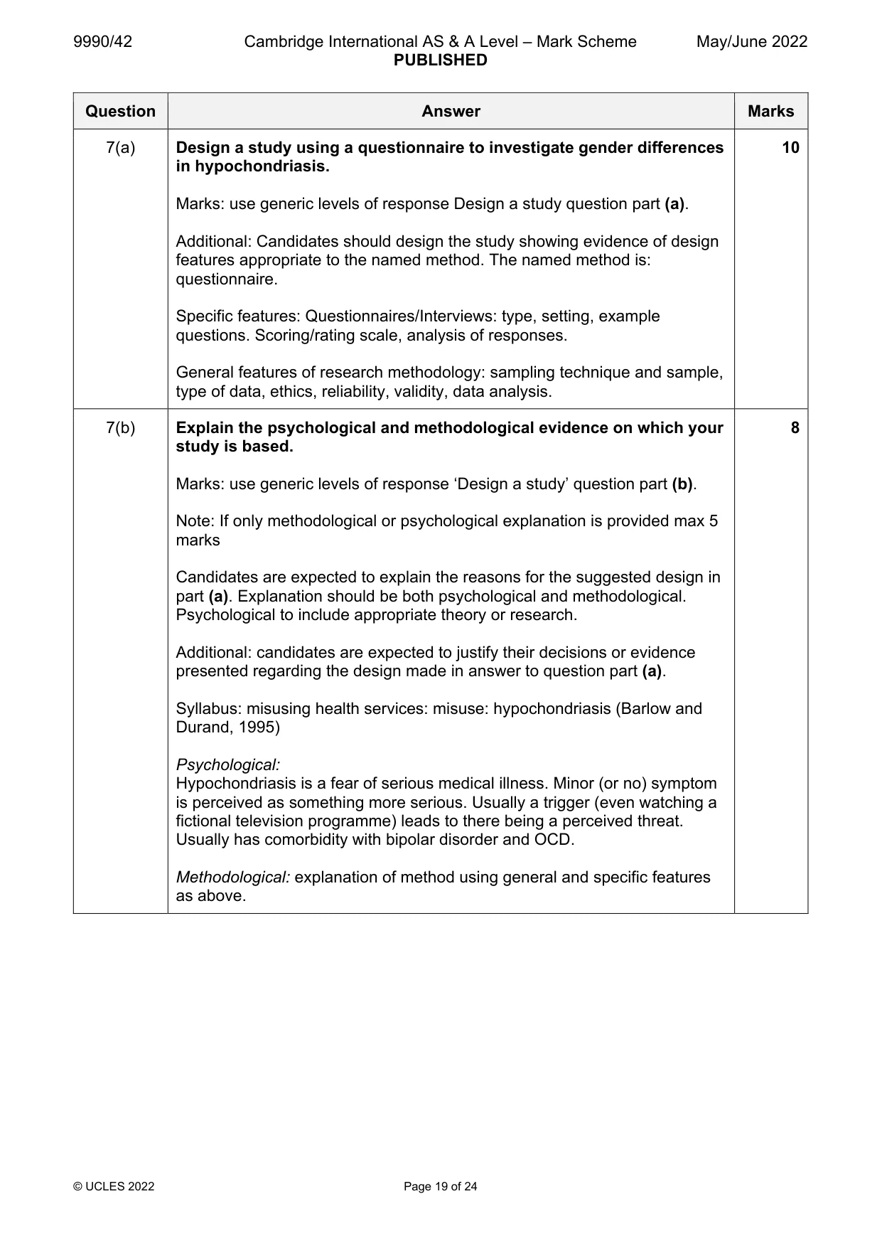Mark scheme, page 19 of 24
