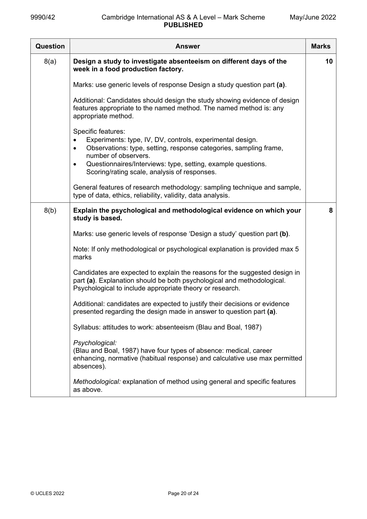 Mark scheme, page 20 of 24