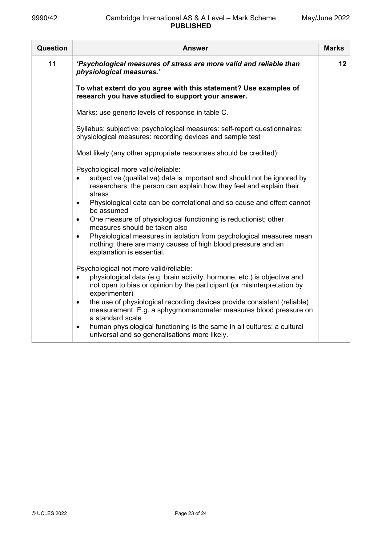 Mark scheme, page 23 of 24