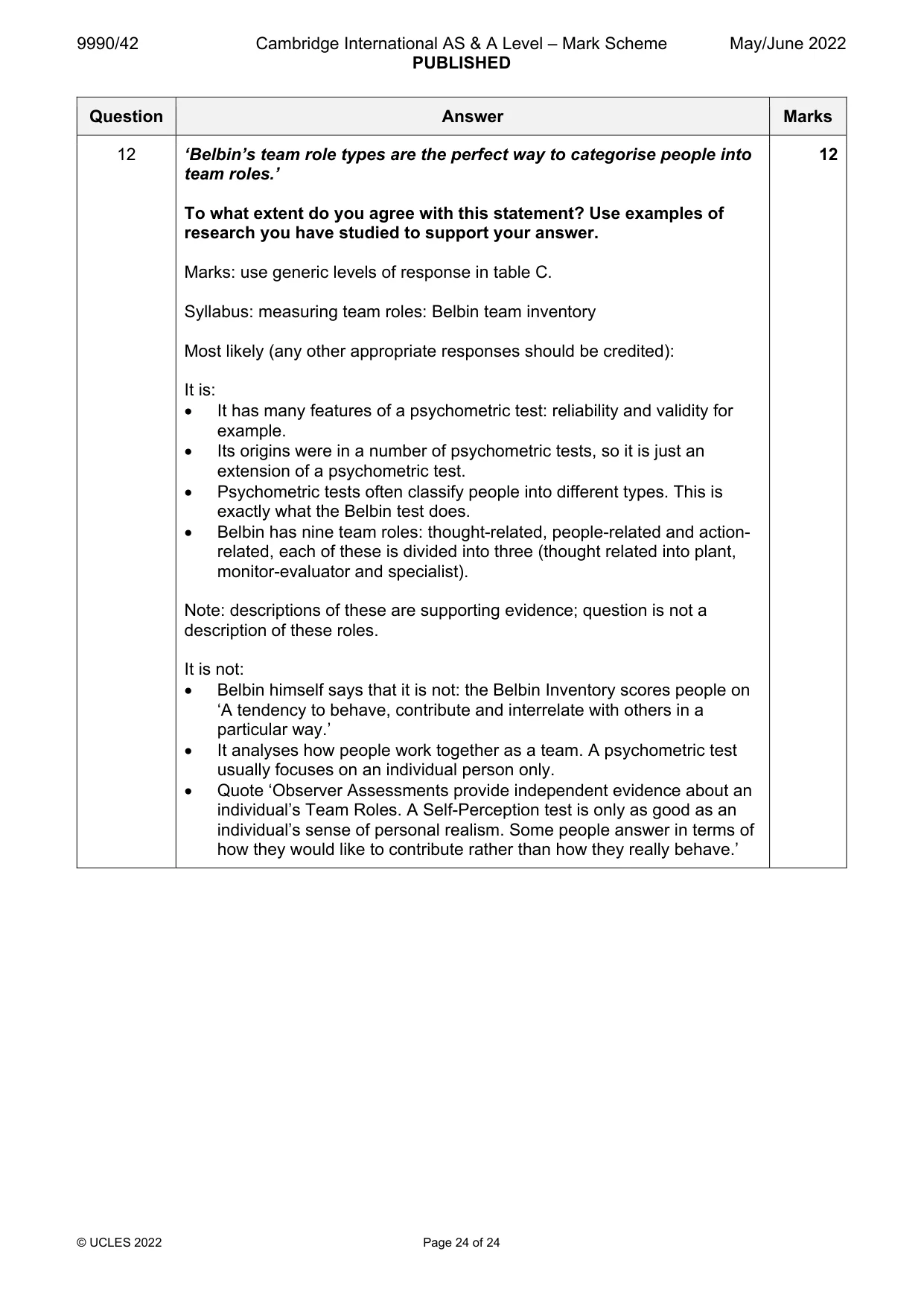 Mark scheme, page 24 of 24