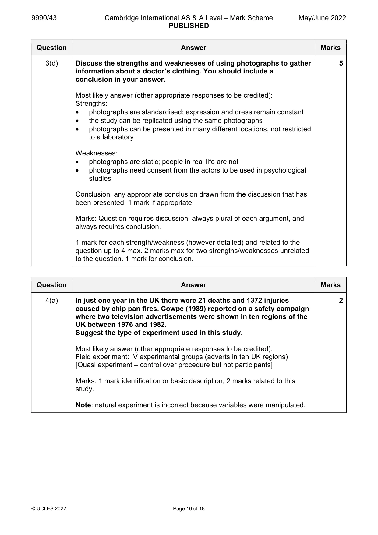 Mark scheme, page 10 of 18