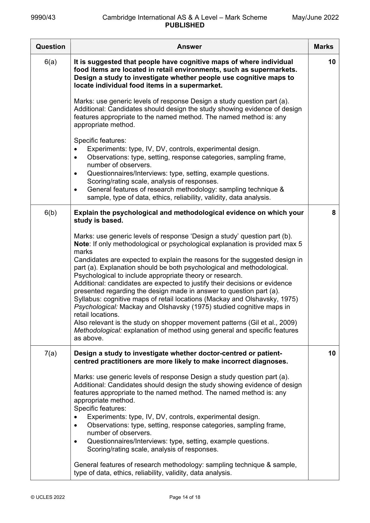 Mark scheme, page 14 of 18