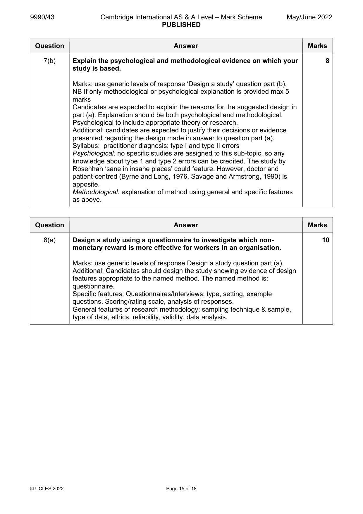 Mark scheme, page 15 of 18