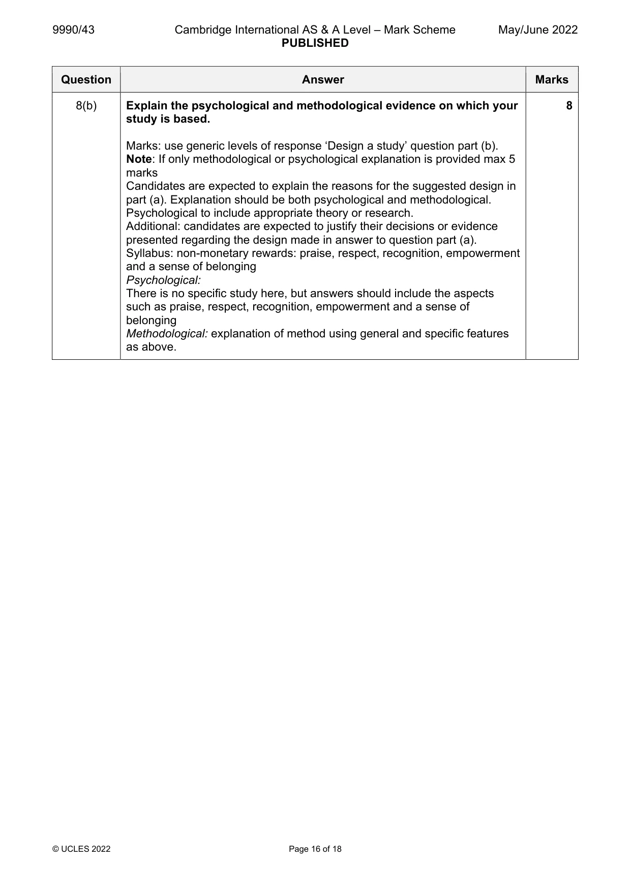 Mark scheme, page 16 of 18