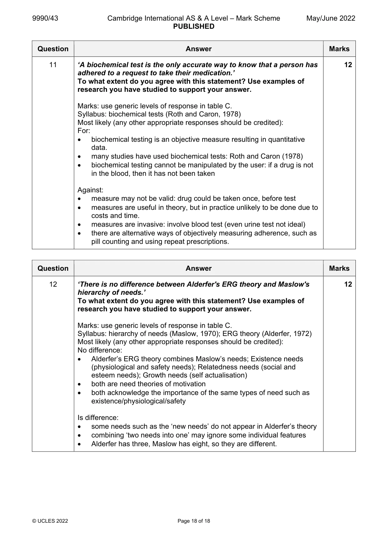 Mark scheme, page 18 of 18