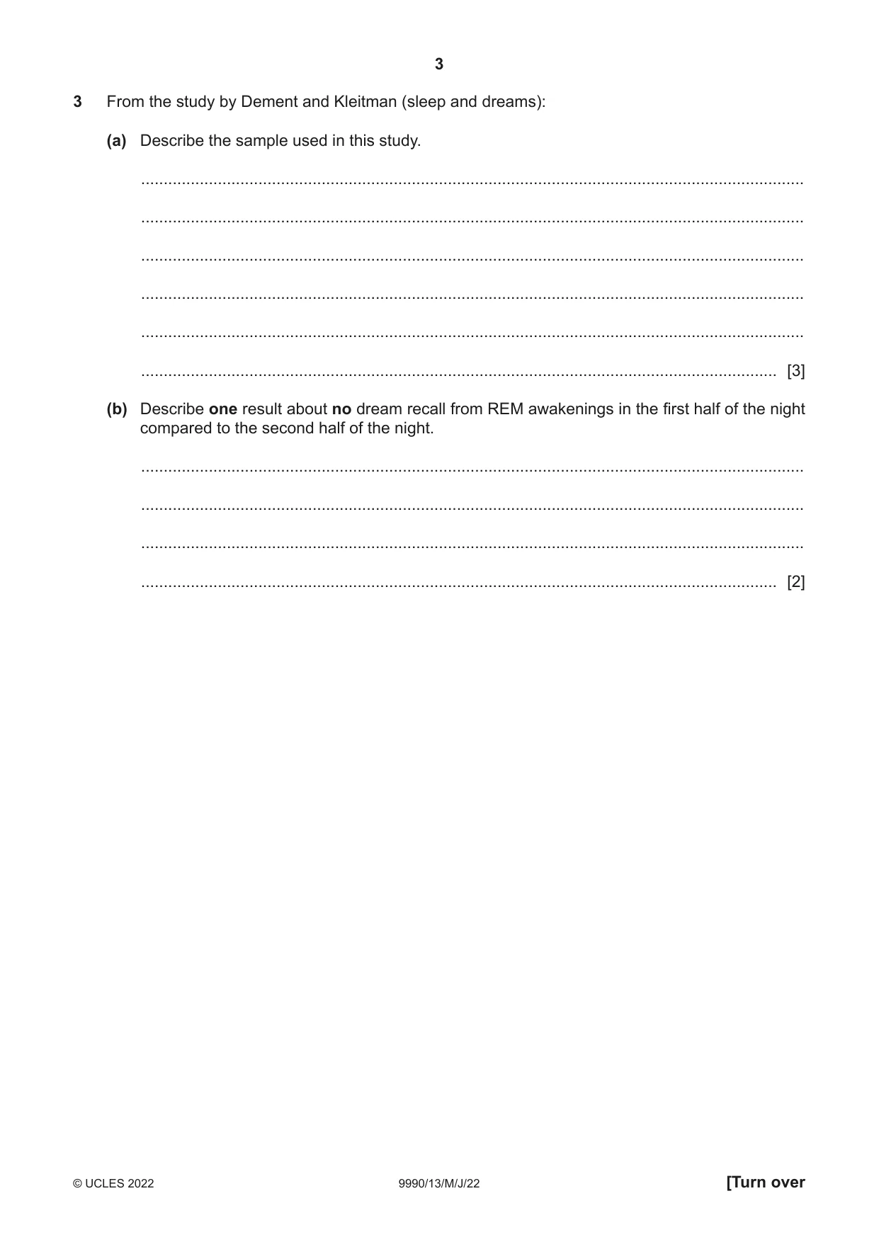 Cambridge A Level Psychology (from 2018) 9990 2022 May/June Paper 1 · Variant 3 question paper, page 3 of 12