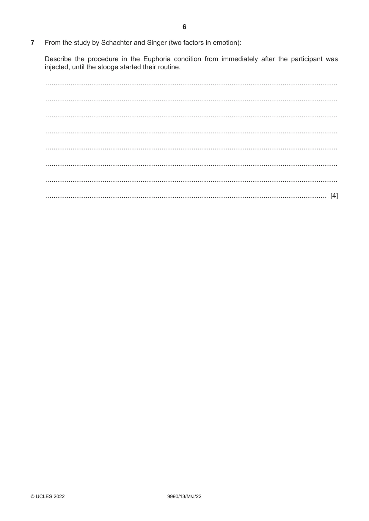 Cambridge A Level Psychology (from 2018) 9990 2022 May/June Paper 1 · Variant 3 question paper, page 6 of 12