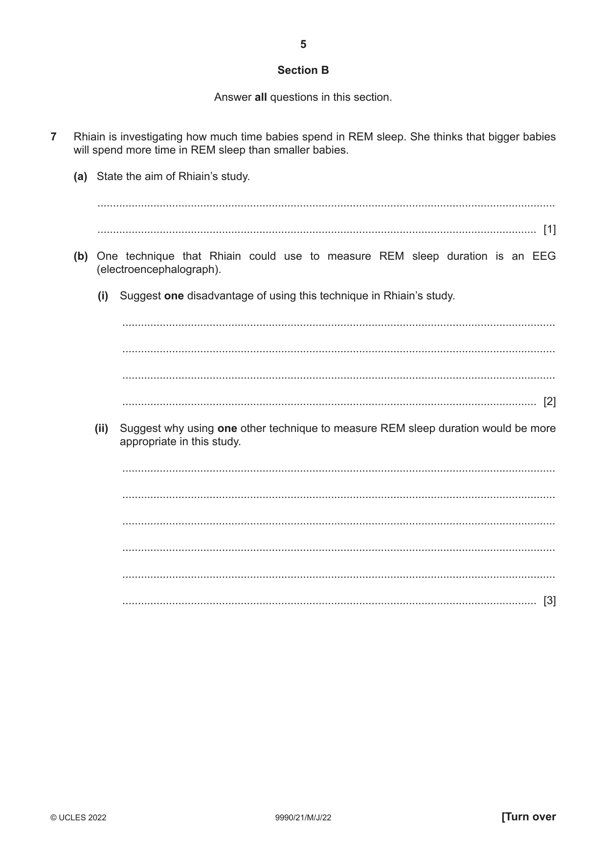 Cambridge A Level Psychology (from 2018) 9990 2022 May/June Paper 2 · Variant 1 question paper, page 5 of 12