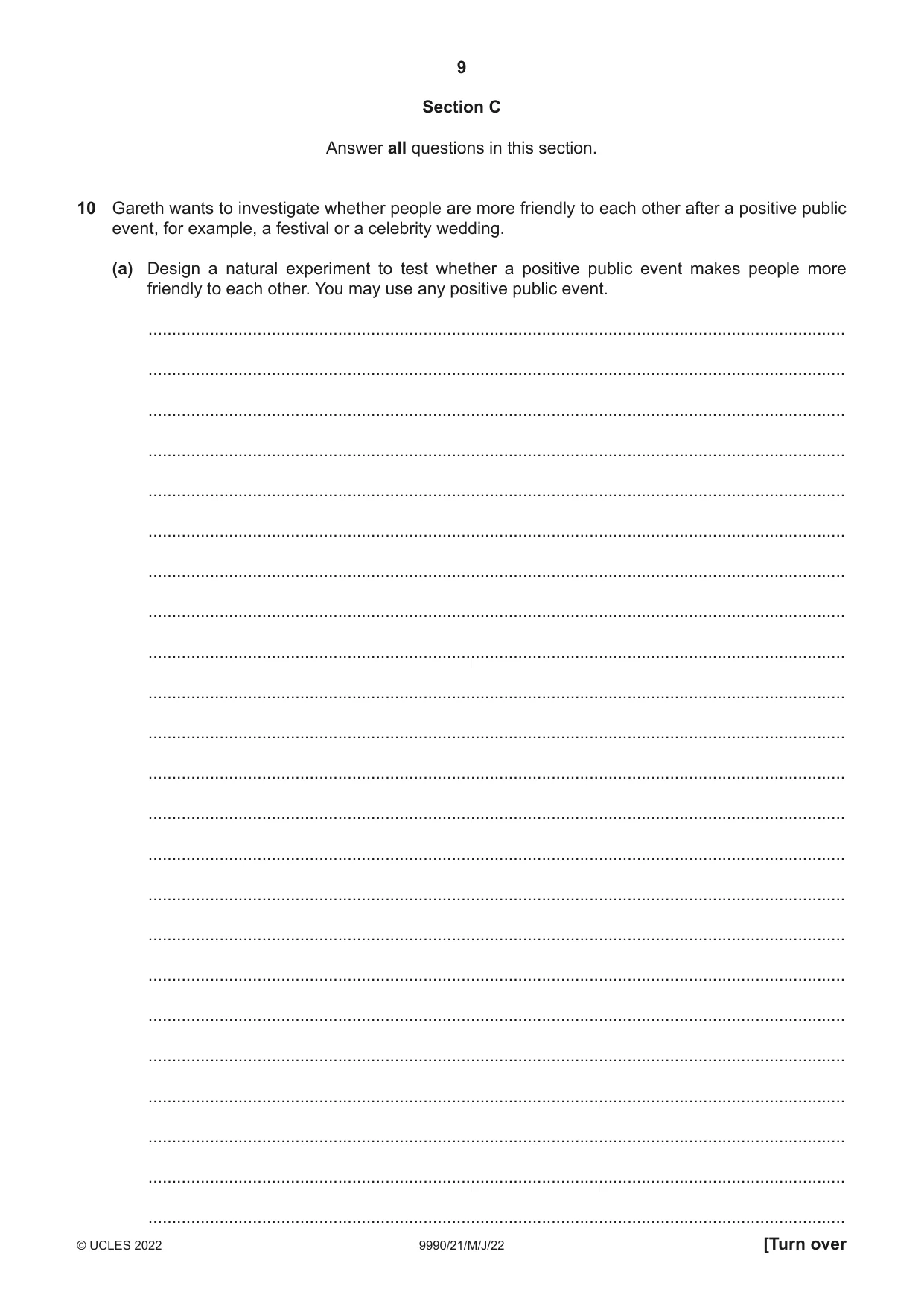 Cambridge A Level Psychology (from 2018) 9990 2022 May/June Paper 2 · Variant 1 question paper, page 9 of 12