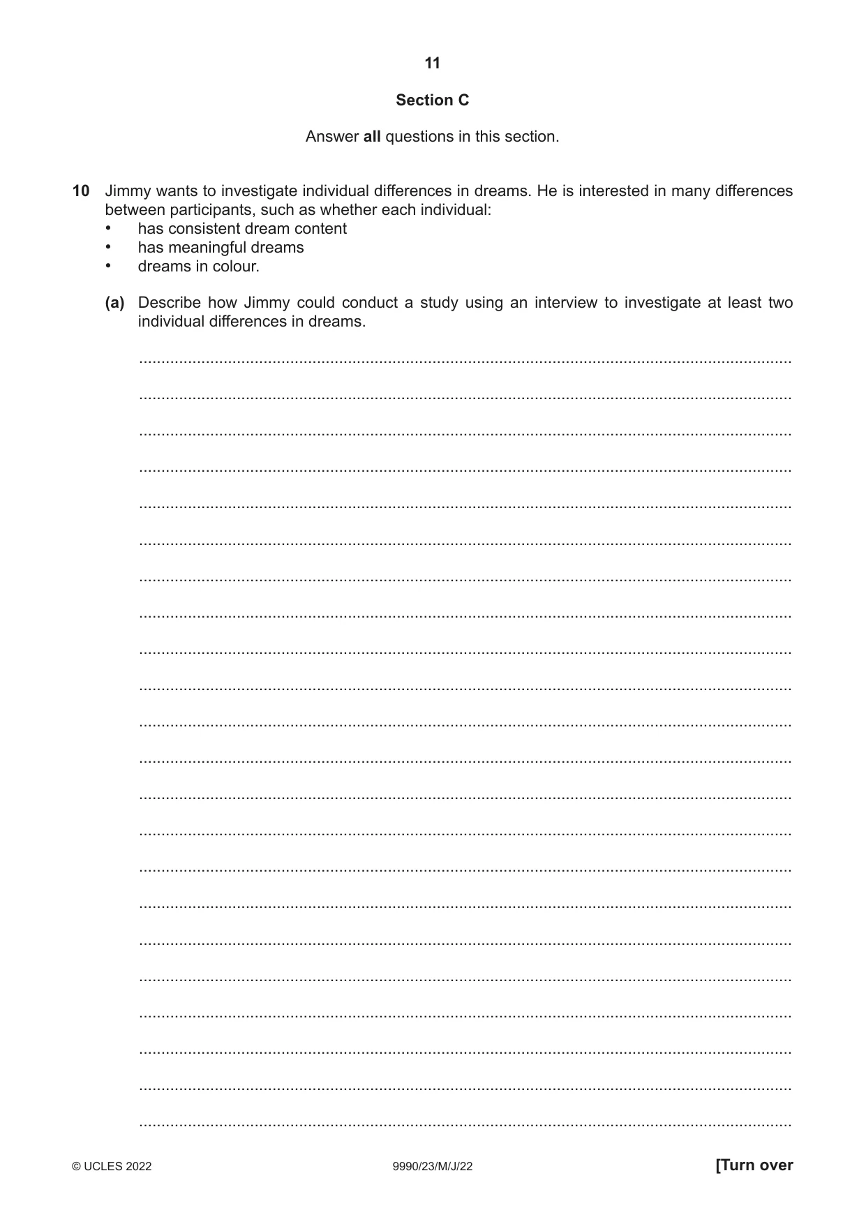 Cambridge A Level Psychology (from 2018) 9990 2022 May/June Paper 2 · Variant 3 question paper, page 11 of 12
