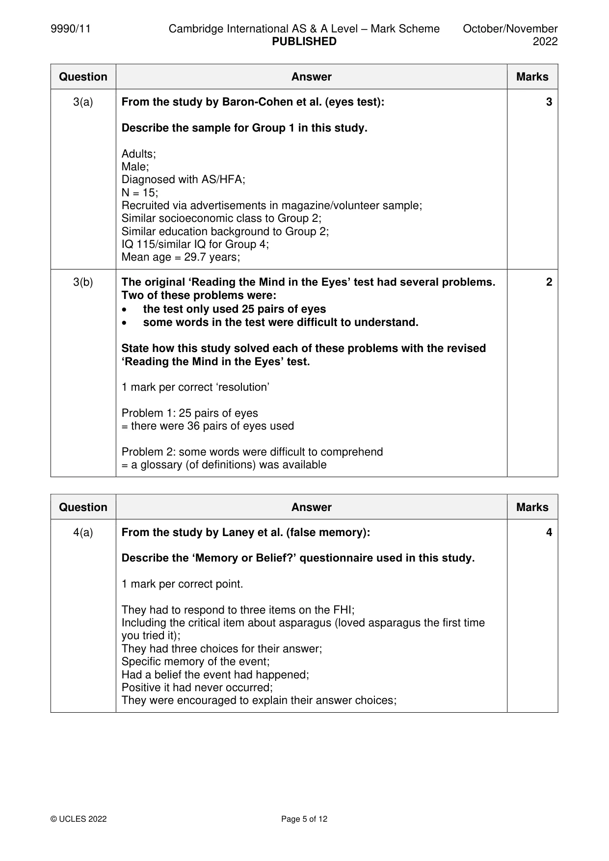 Mark scheme, page 5 of 12