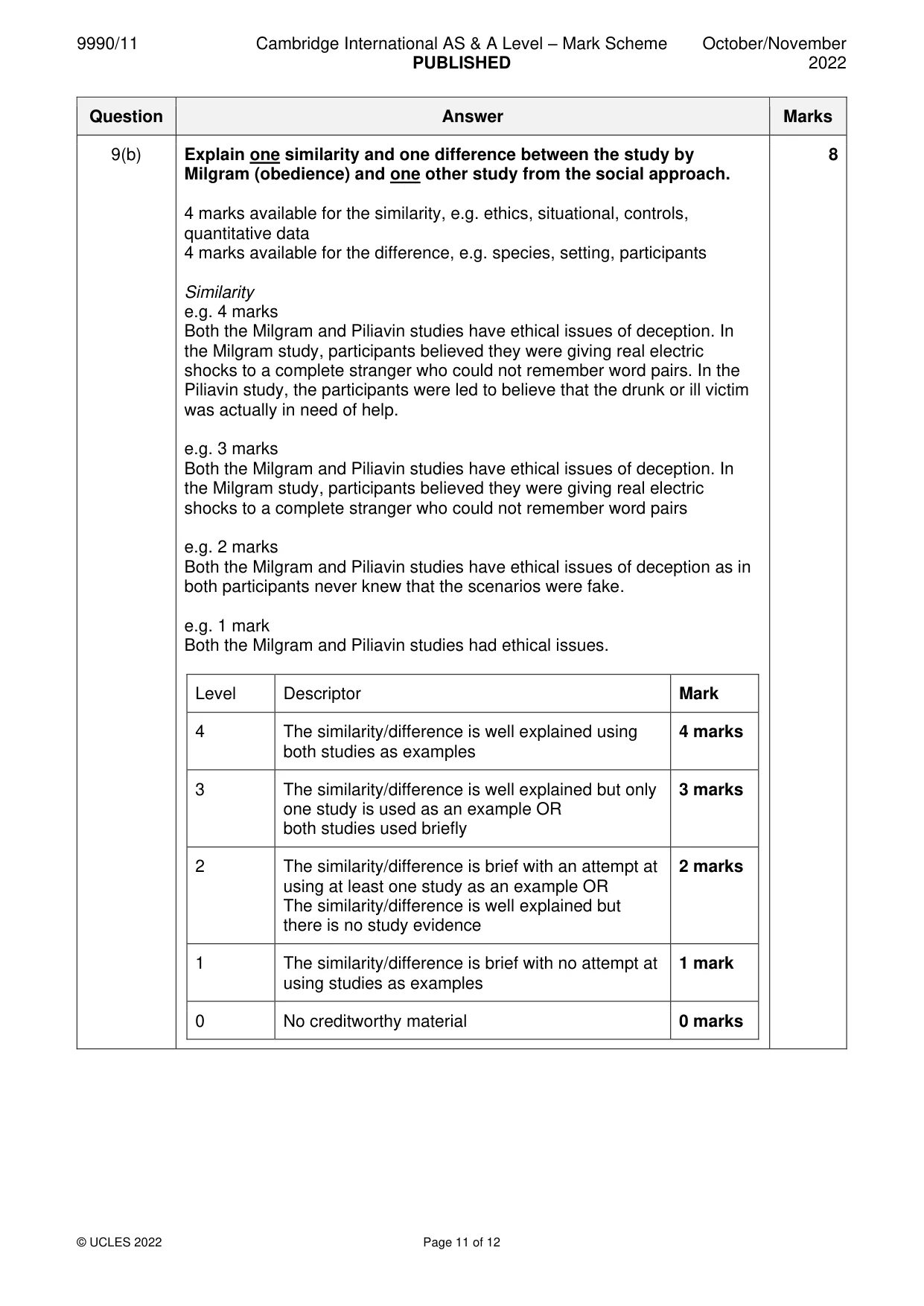 Mark scheme, page 11 of 12