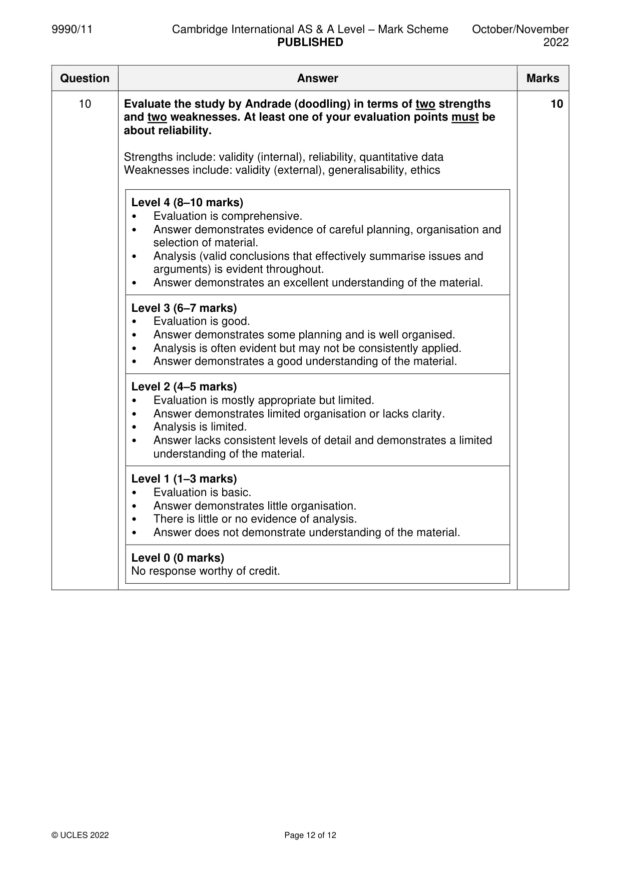 Mark scheme, page 12 of 12