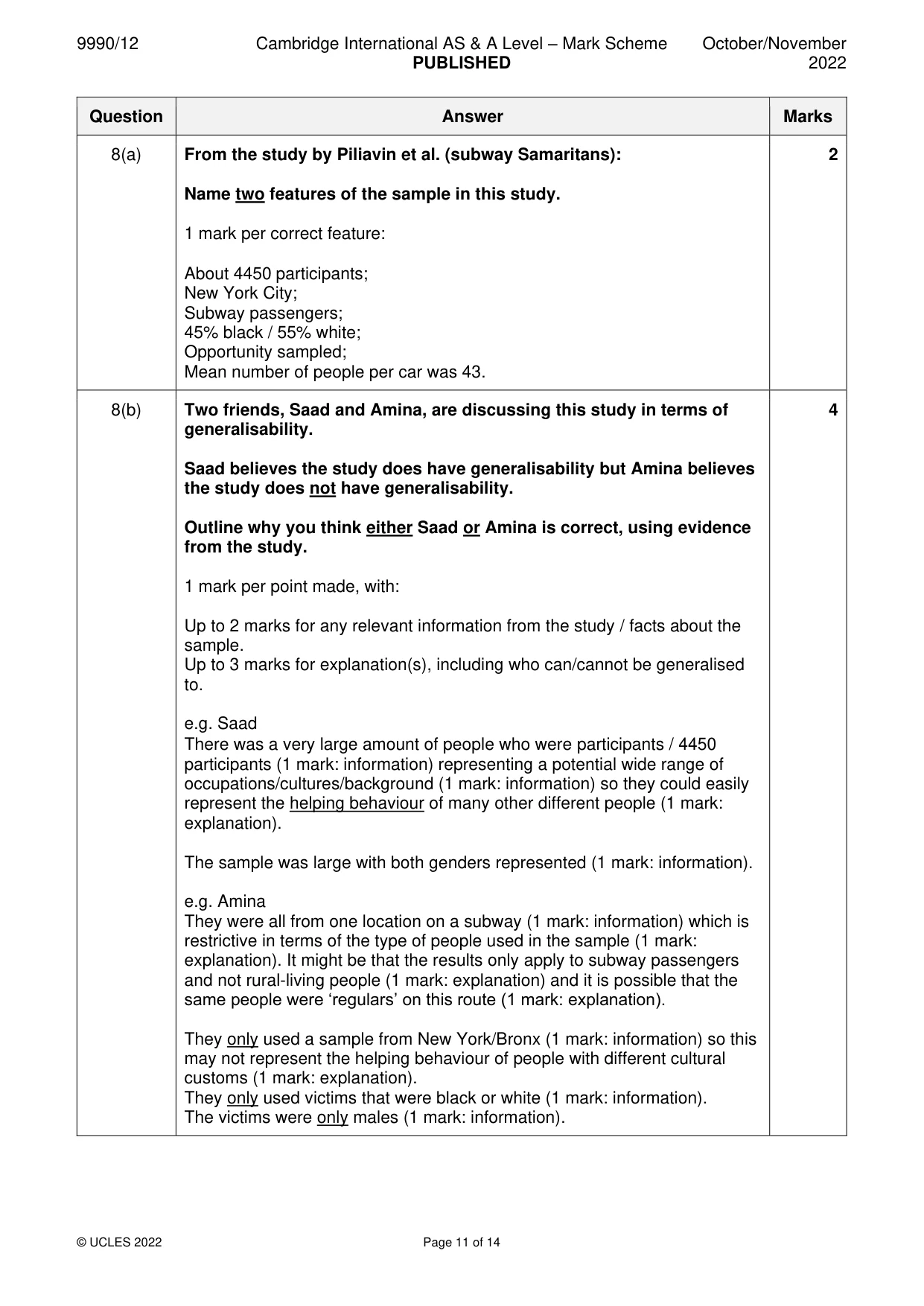 Mark scheme, page 11 of 14