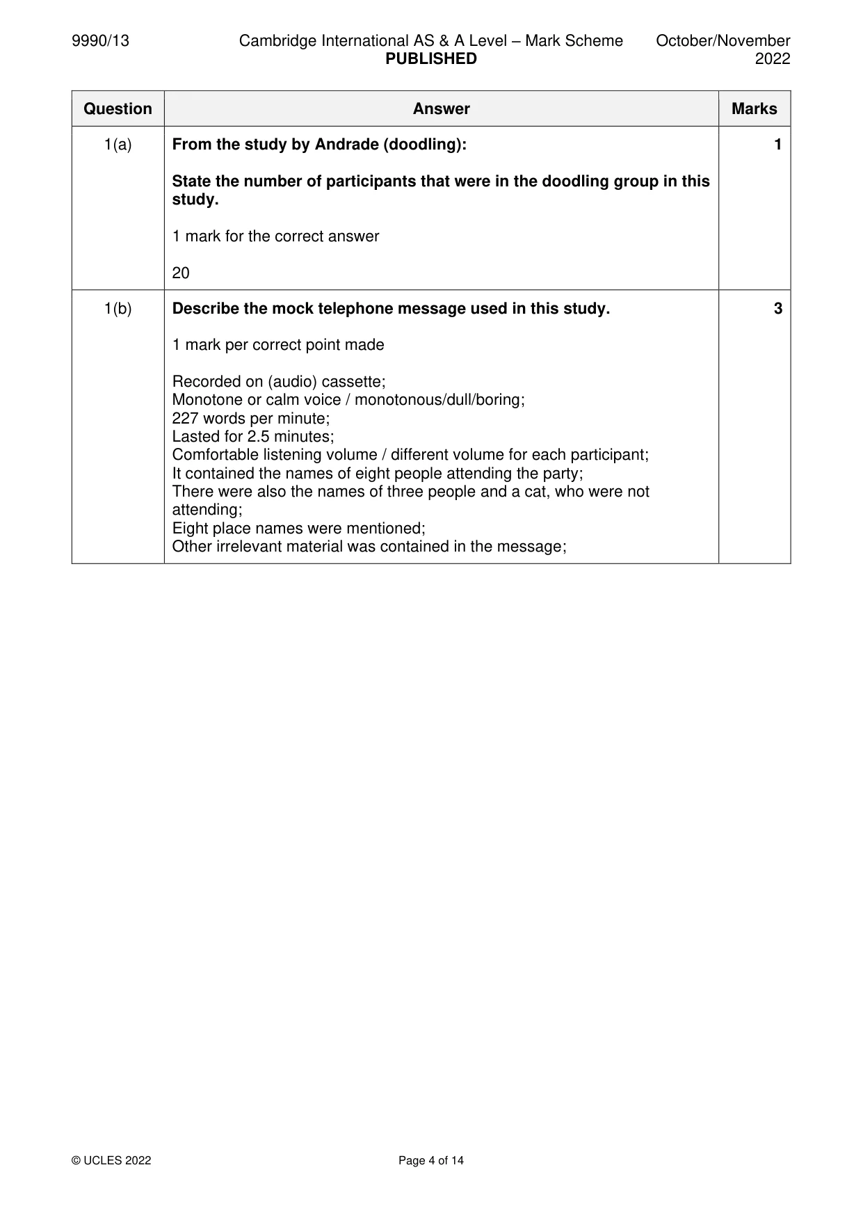 Mark scheme, page 4 of 14