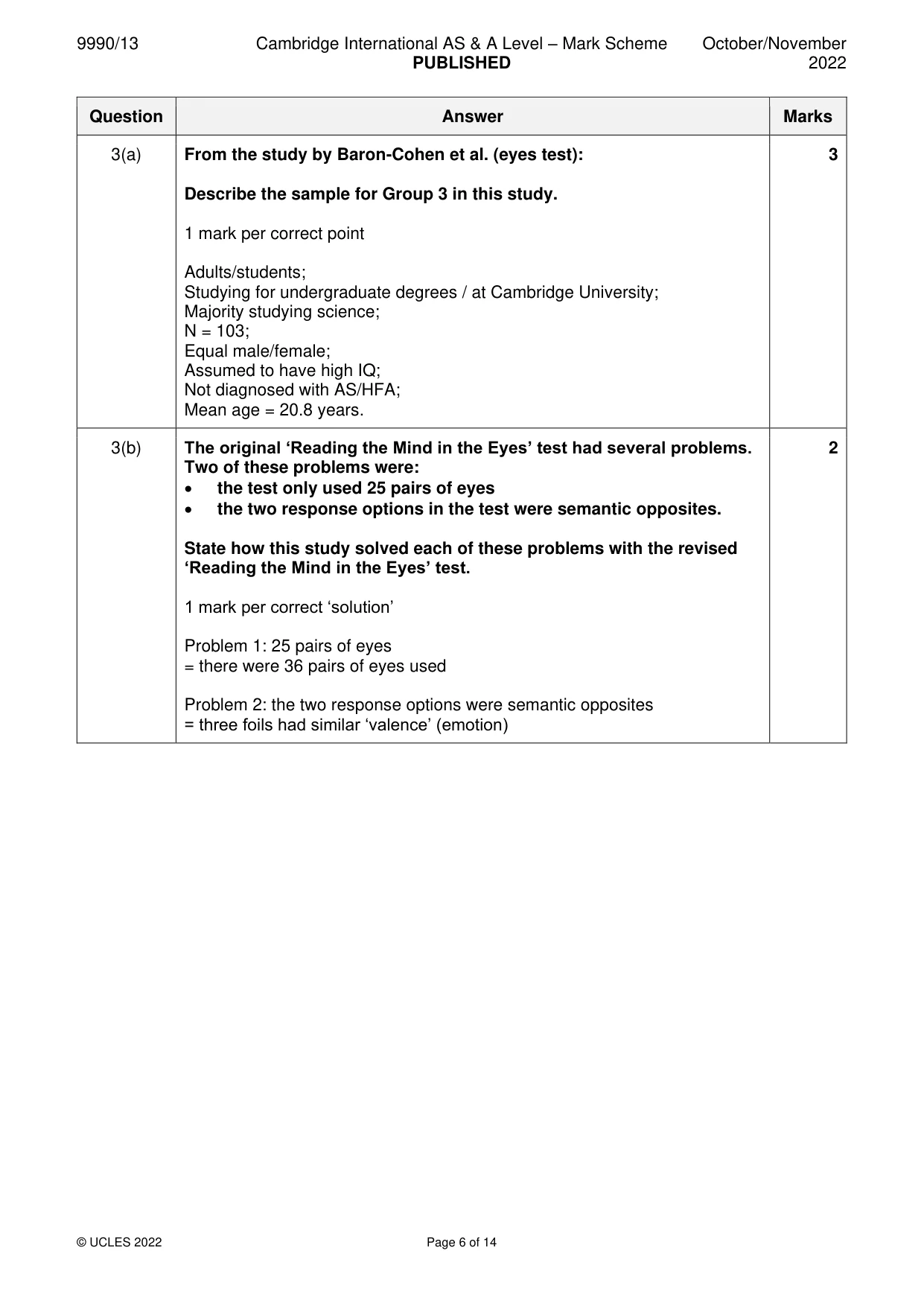 Mark scheme, page 6 of 14
