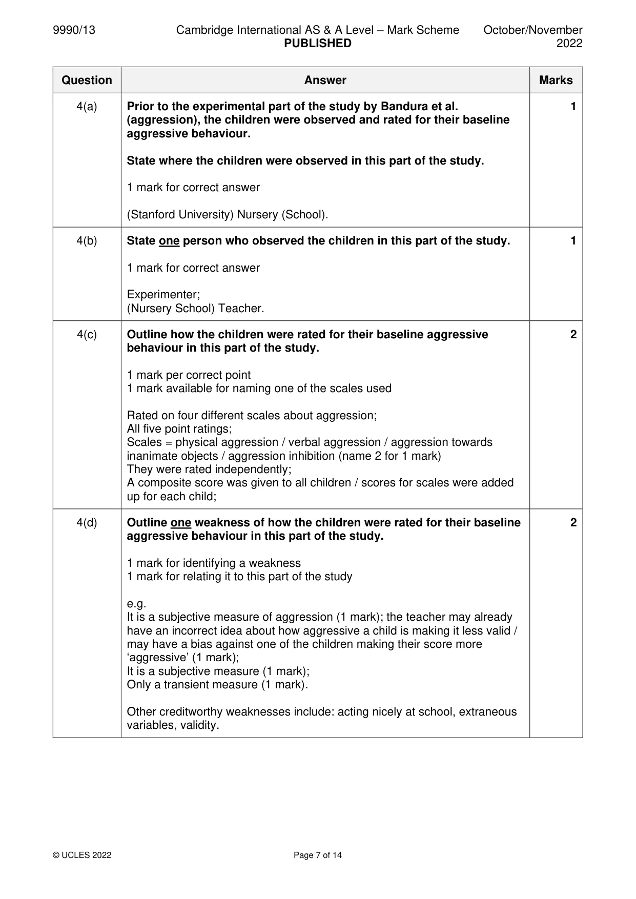 Mark scheme, page 7 of 14