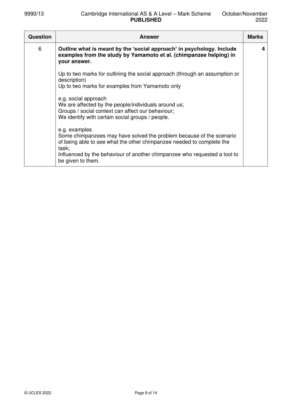 Mark scheme, page 9 of 14