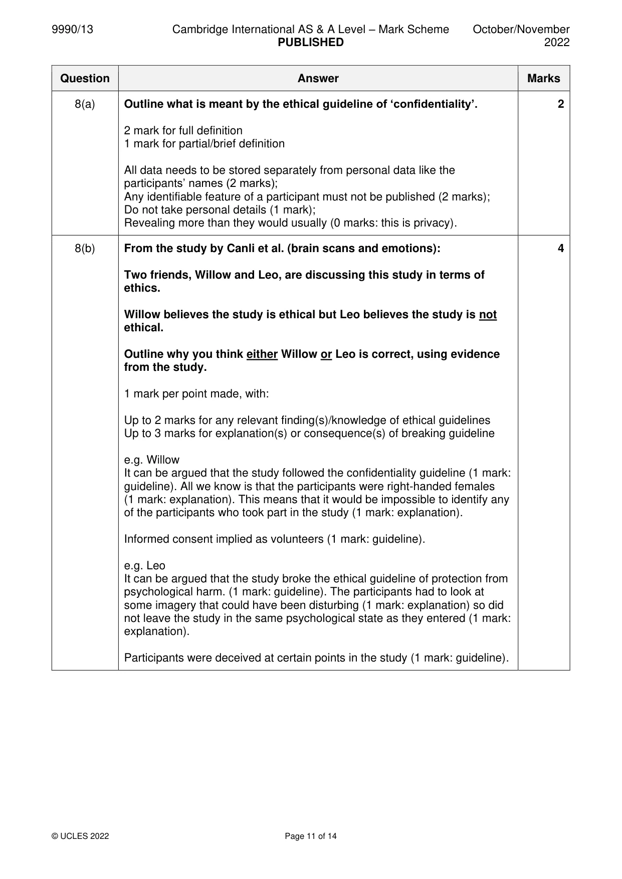Mark scheme, page 11 of 14