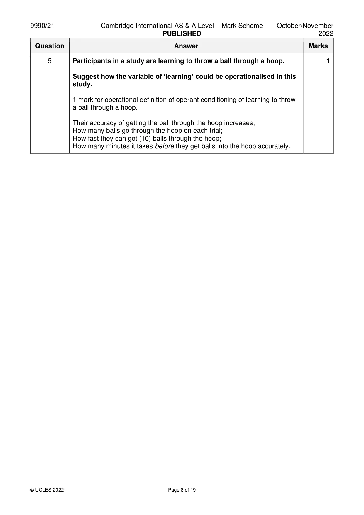 Mark scheme, page 8 of 19