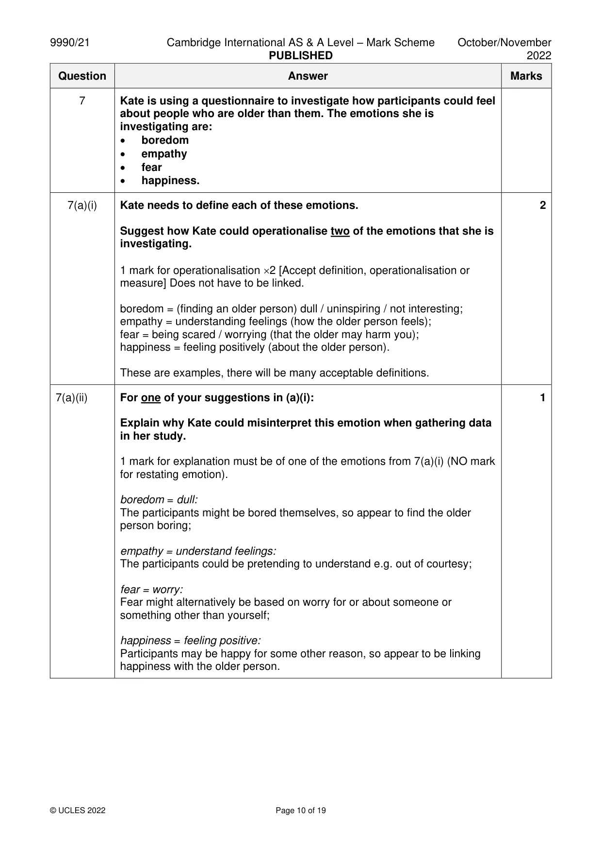 Mark scheme, page 10 of 19