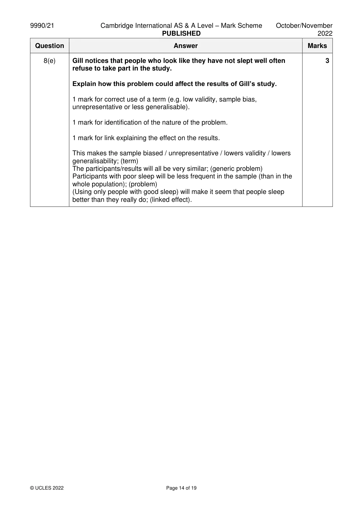 Mark scheme, page 14 of 19