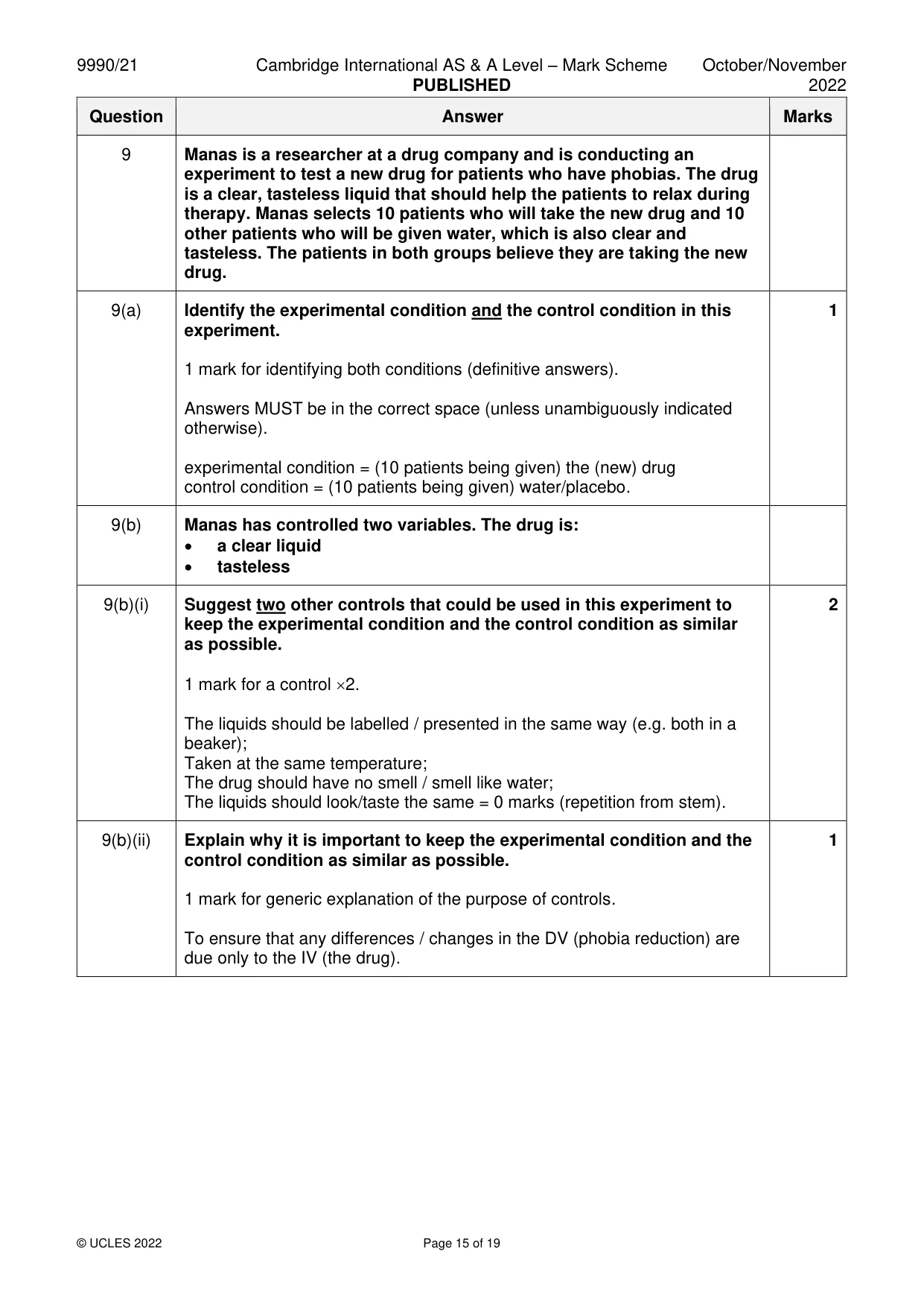 Mark scheme, page 15 of 19