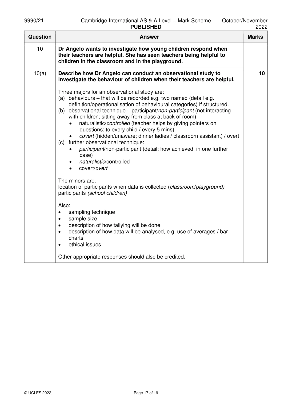 Mark scheme, page 17 of 19