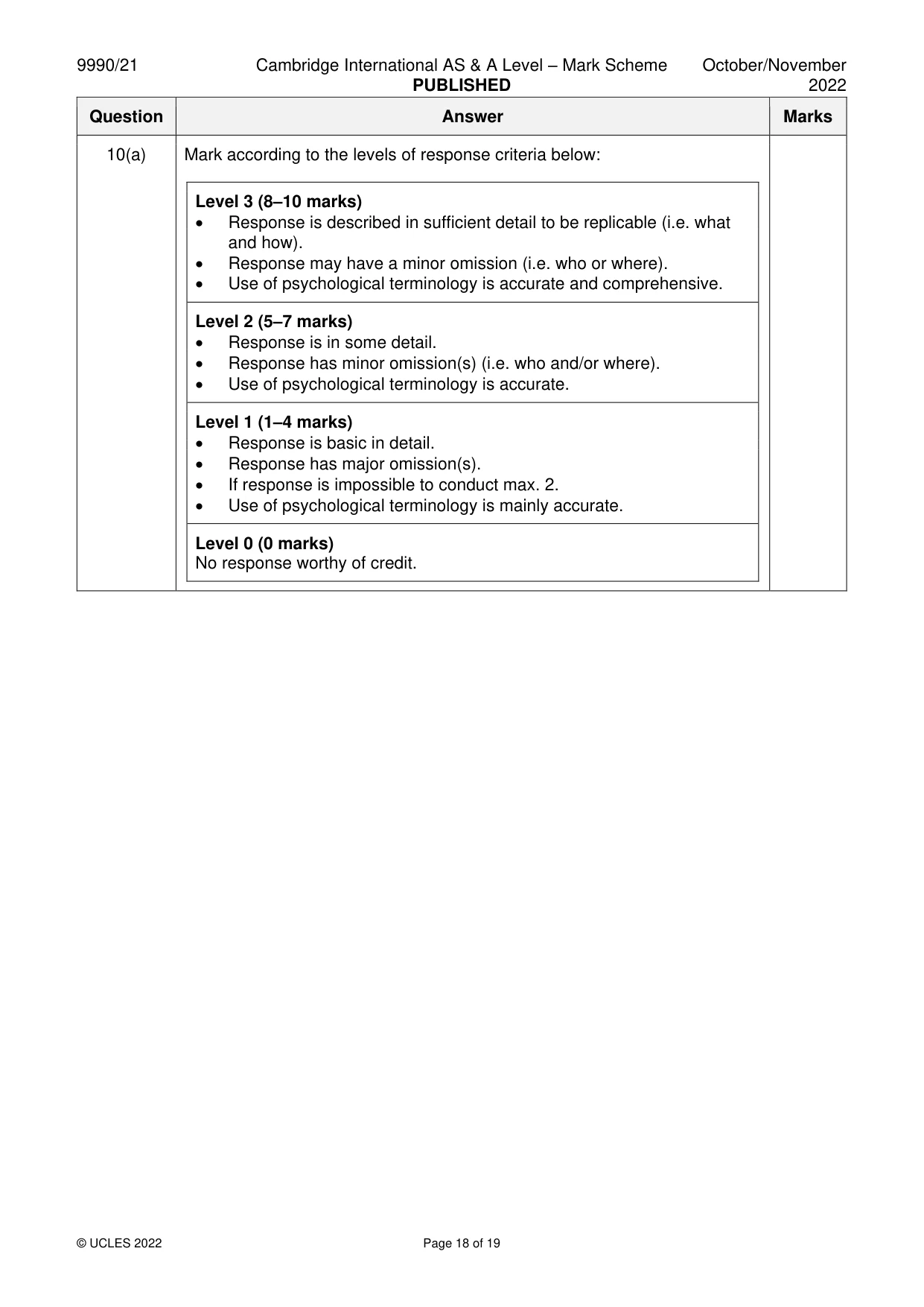 Mark scheme, page 18 of 19