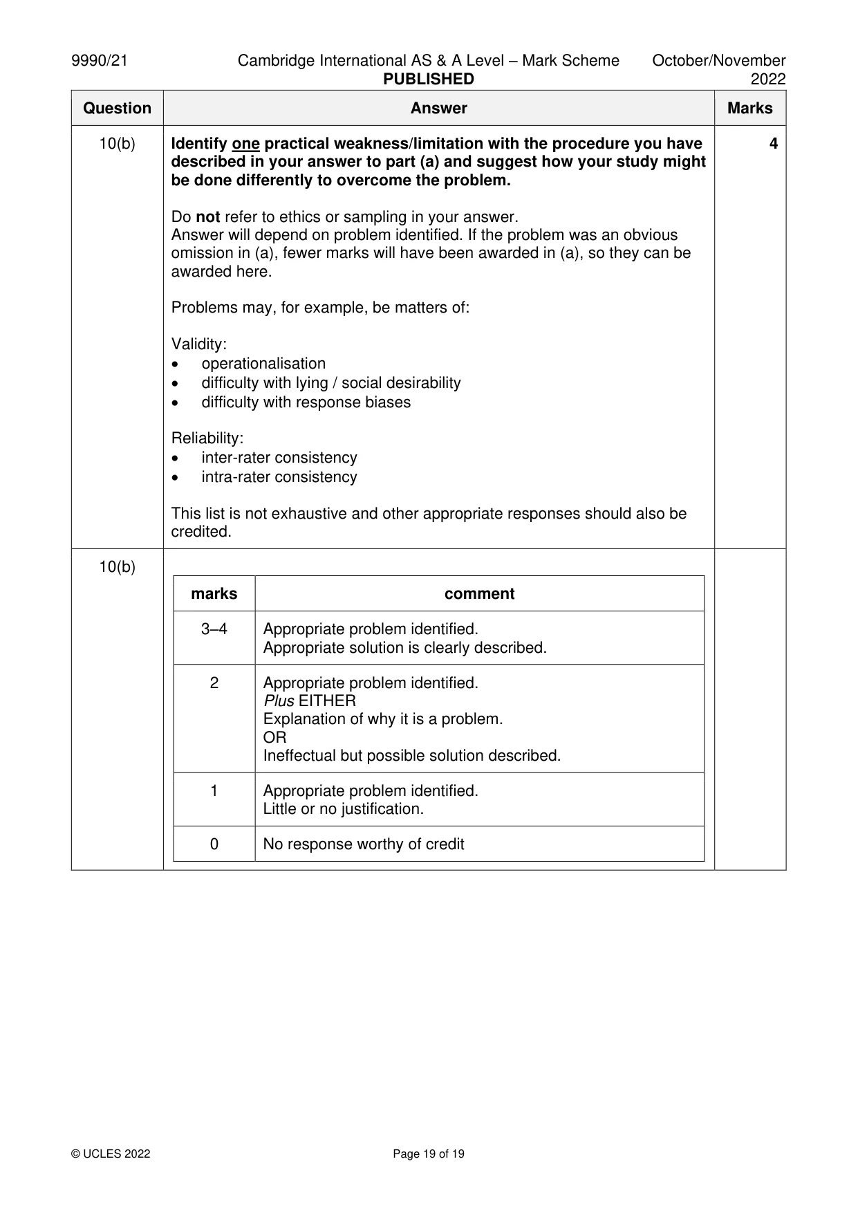 Mark scheme, page 19 of 19
