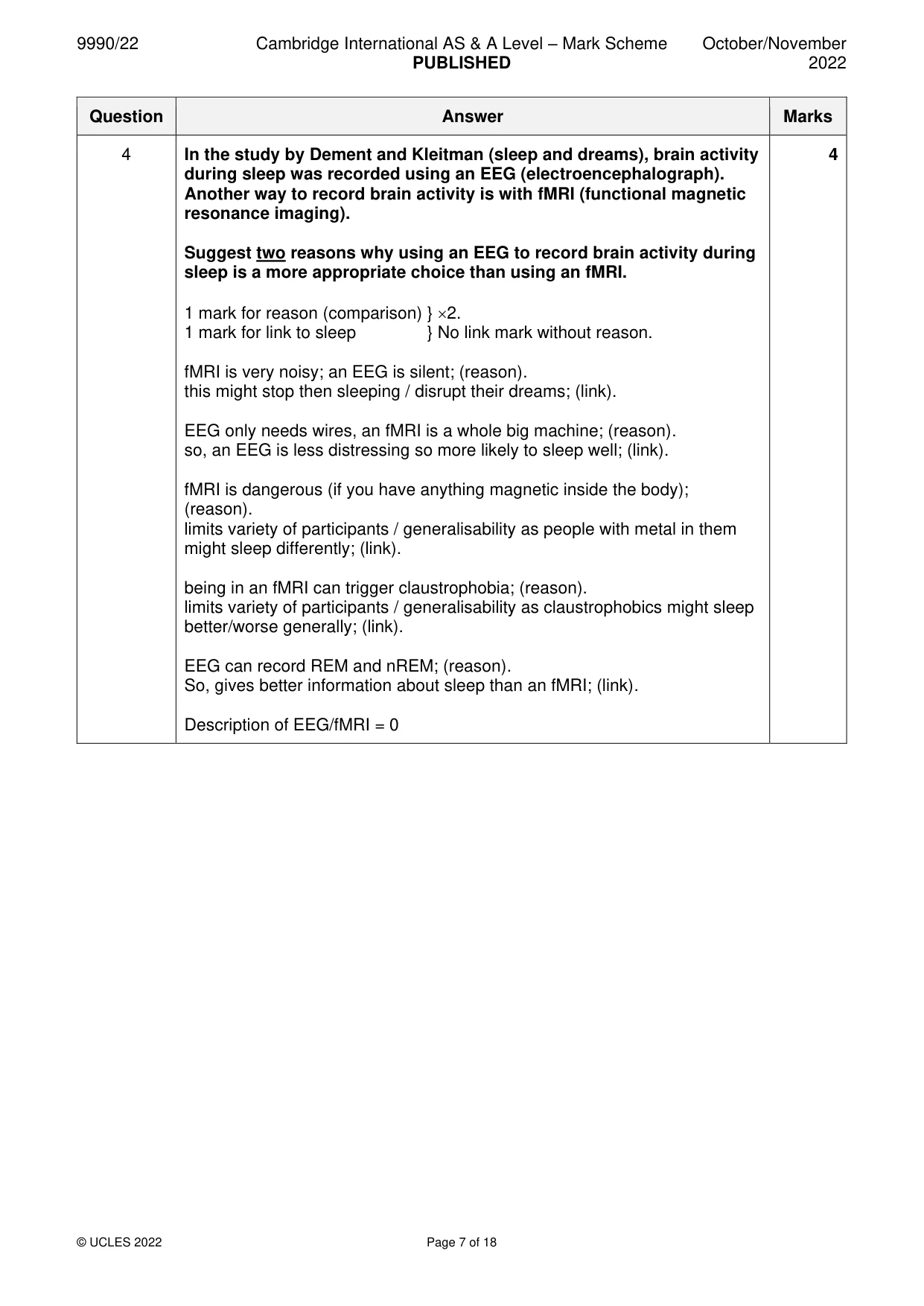 Mark scheme, page 7 of 18