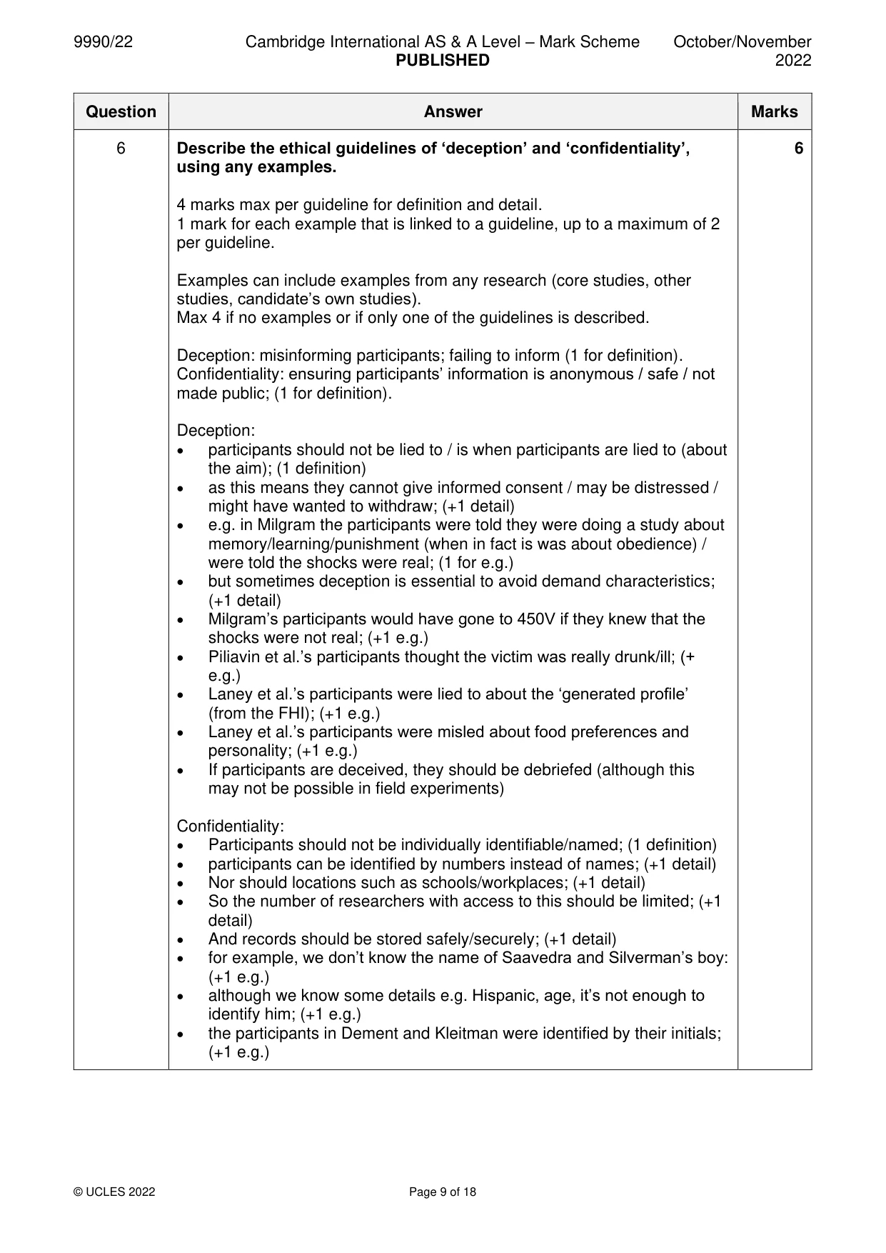 Mark scheme, page 9 of 18