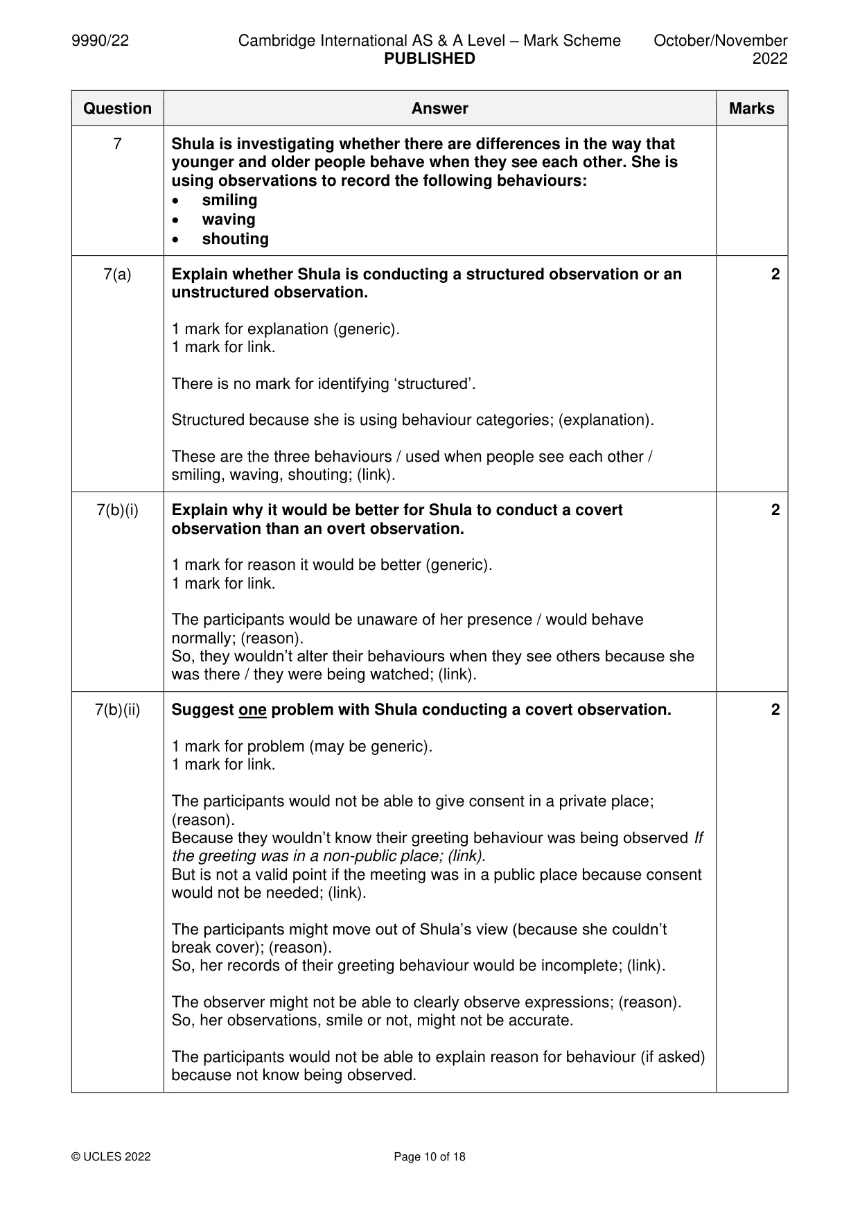 Mark scheme, page 10 of 18