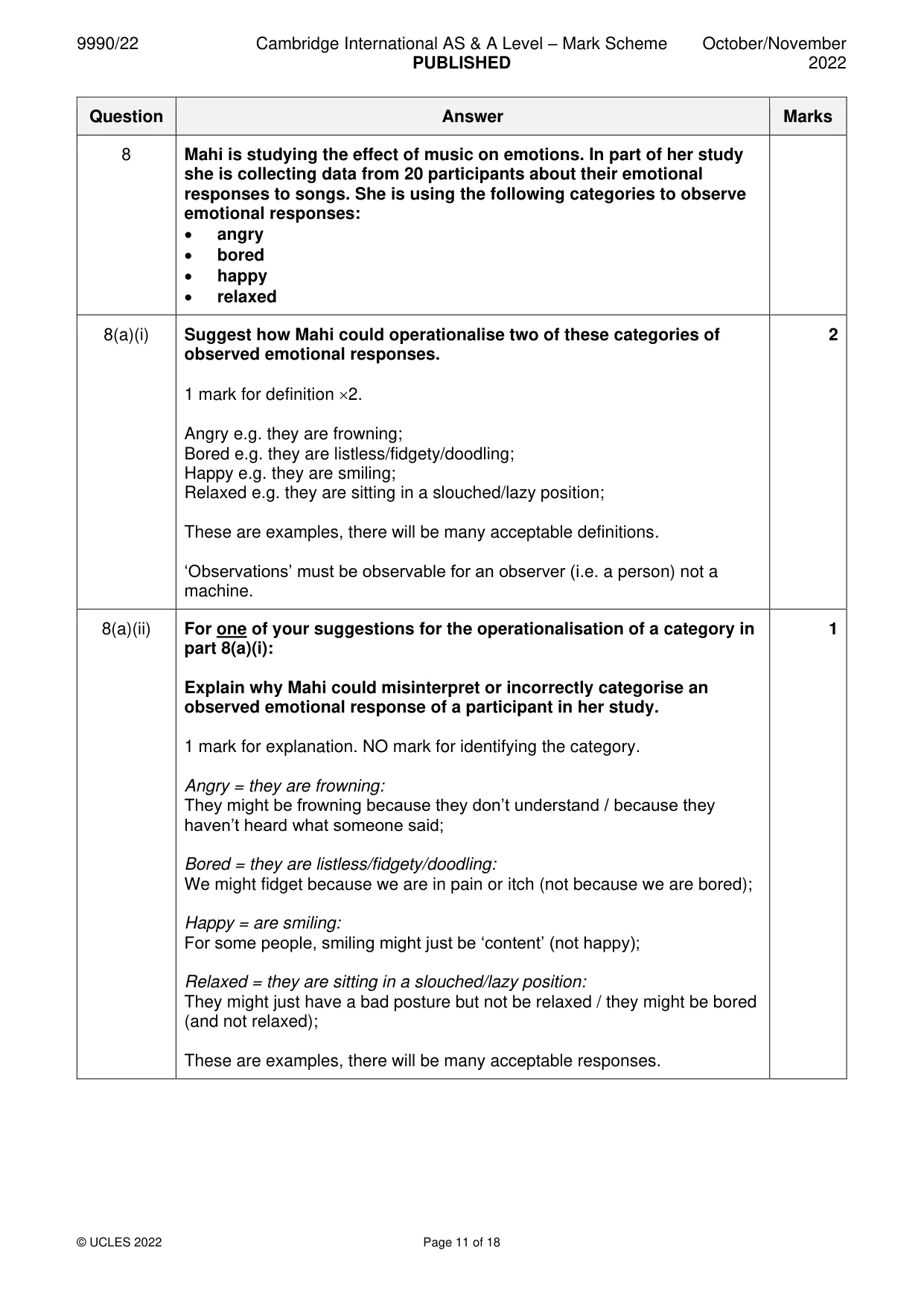 Mark scheme, page 11 of 18