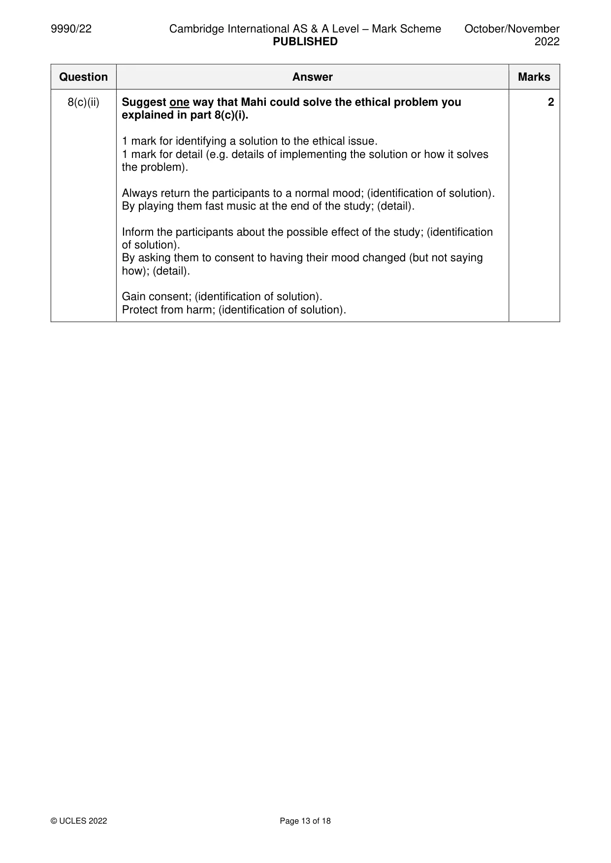 Mark scheme, page 13 of 18
