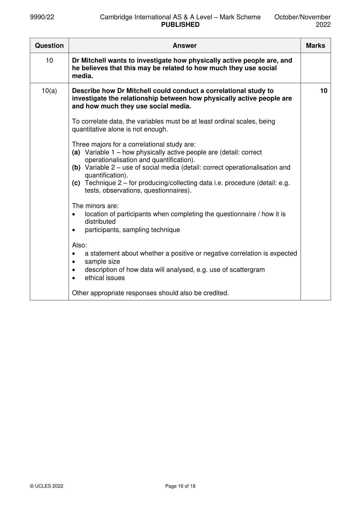 Mark scheme, page 16 of 18