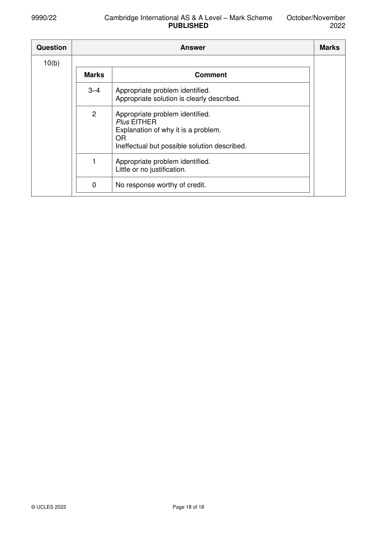 Mark scheme, page 18 of 18