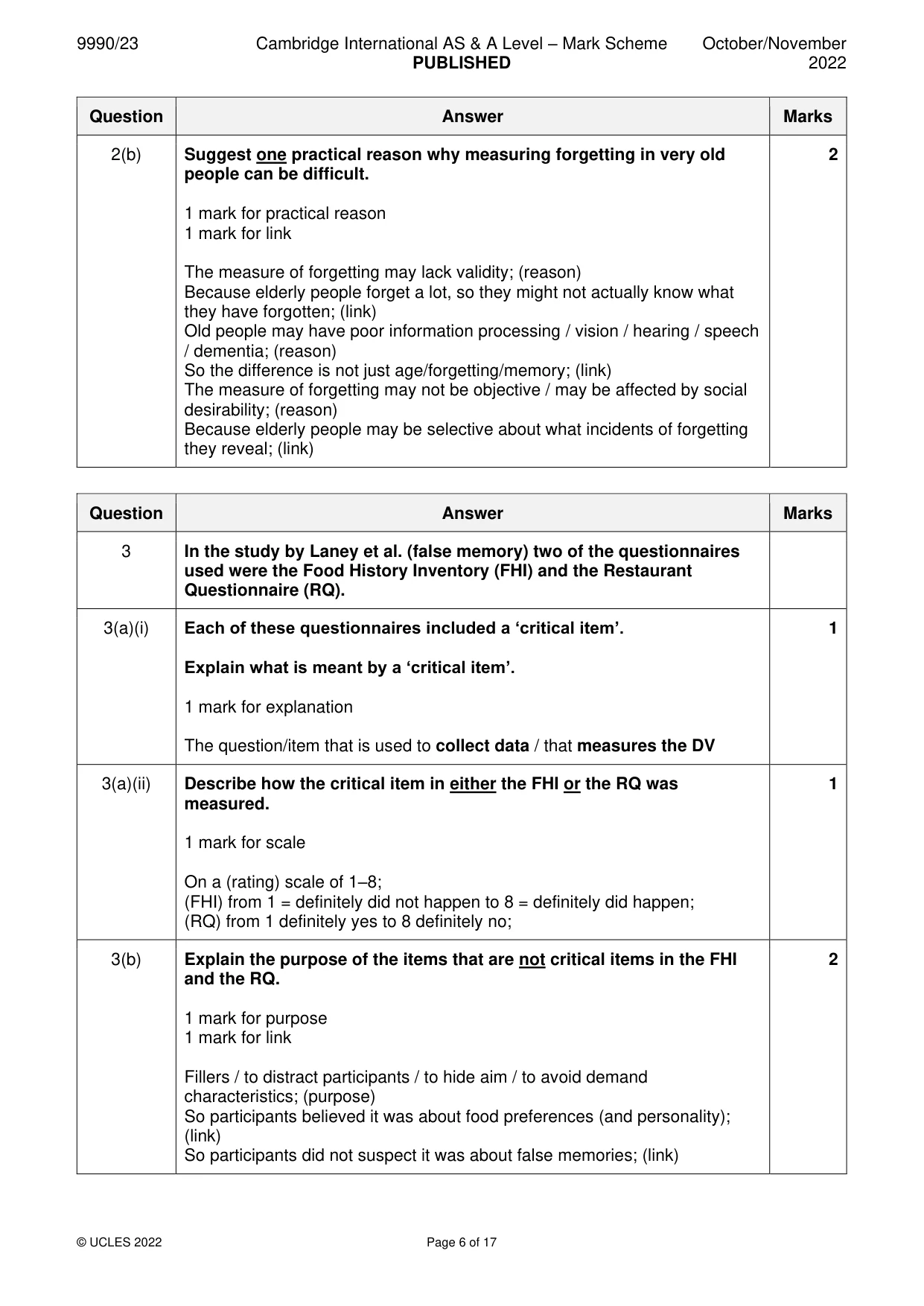 Mark scheme, page 6 of 17