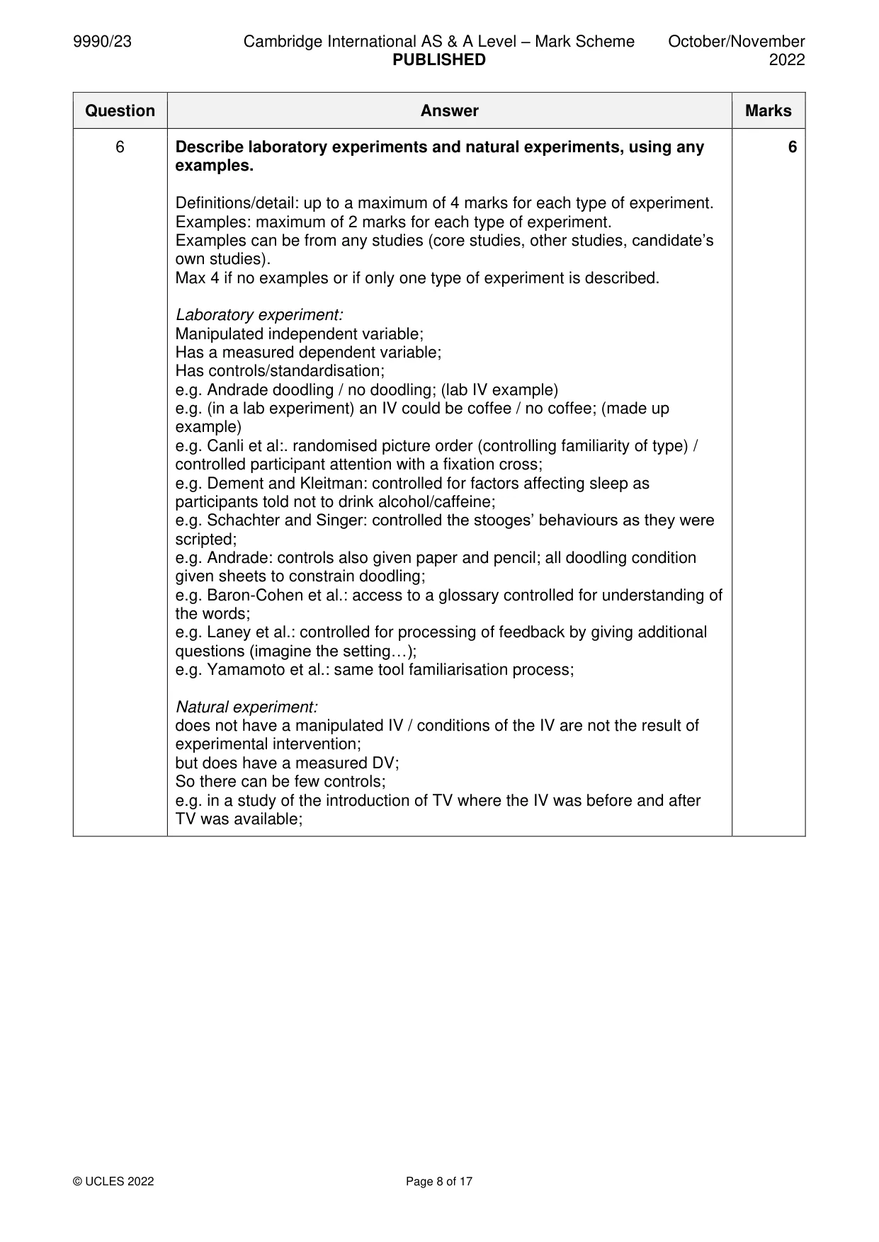 Mark scheme, page 8 of 17