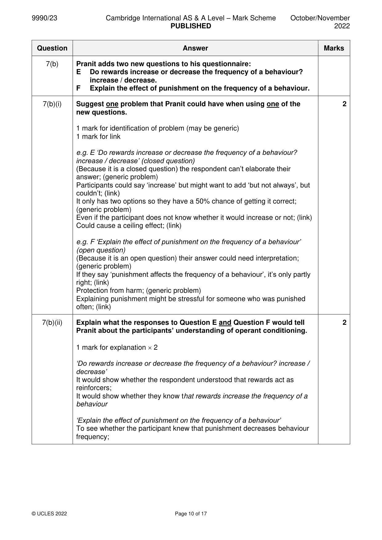 Mark scheme, page 10 of 17